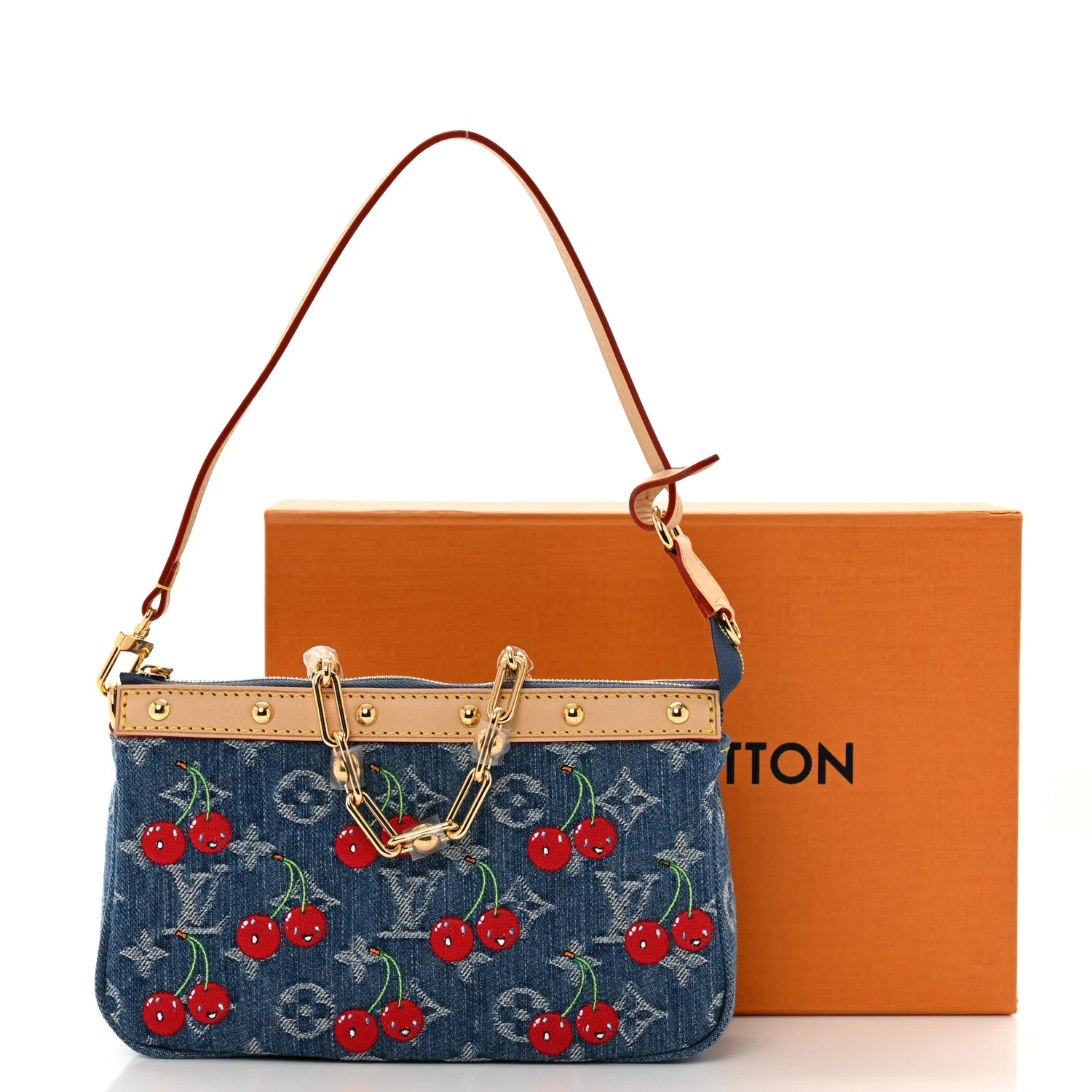 LV X TM Monogram Denim Cerises Pochette Accessories Blue - Top Club