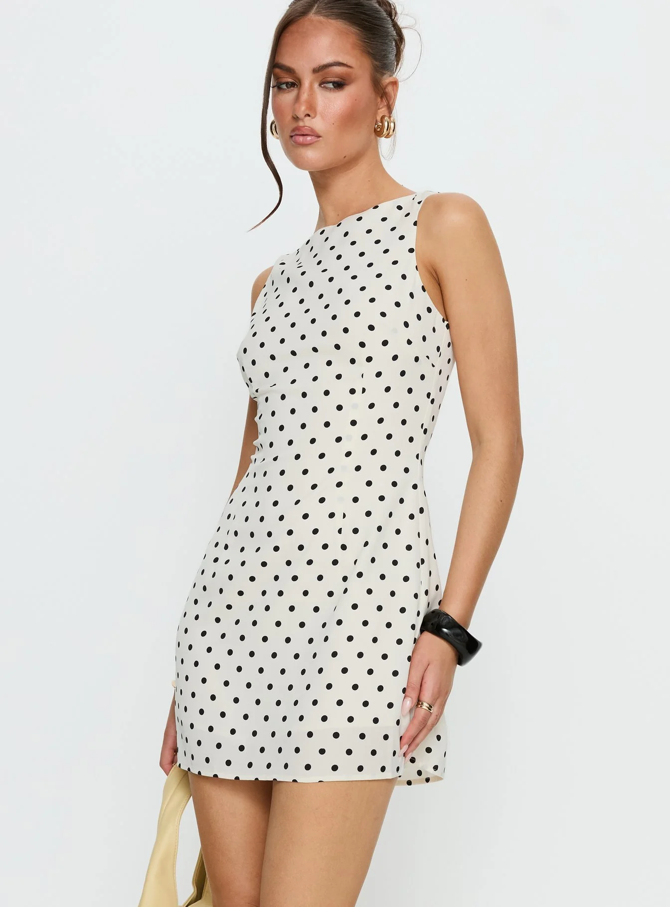 Kherin Boat Neck Romper Cream Polka