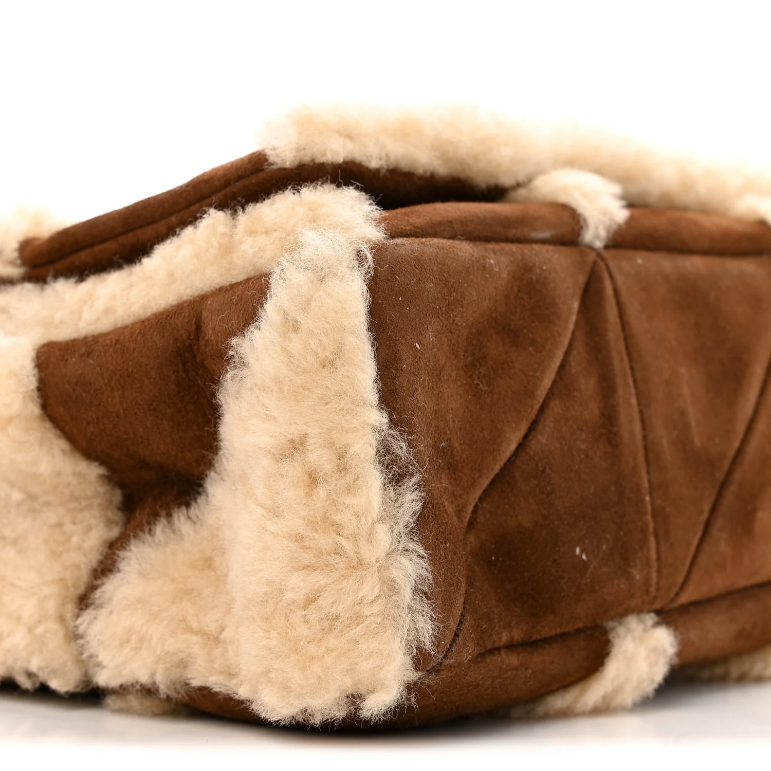 Suede Shearling Patchwork Monogram Medium Jamie Brown Beige - Top Club