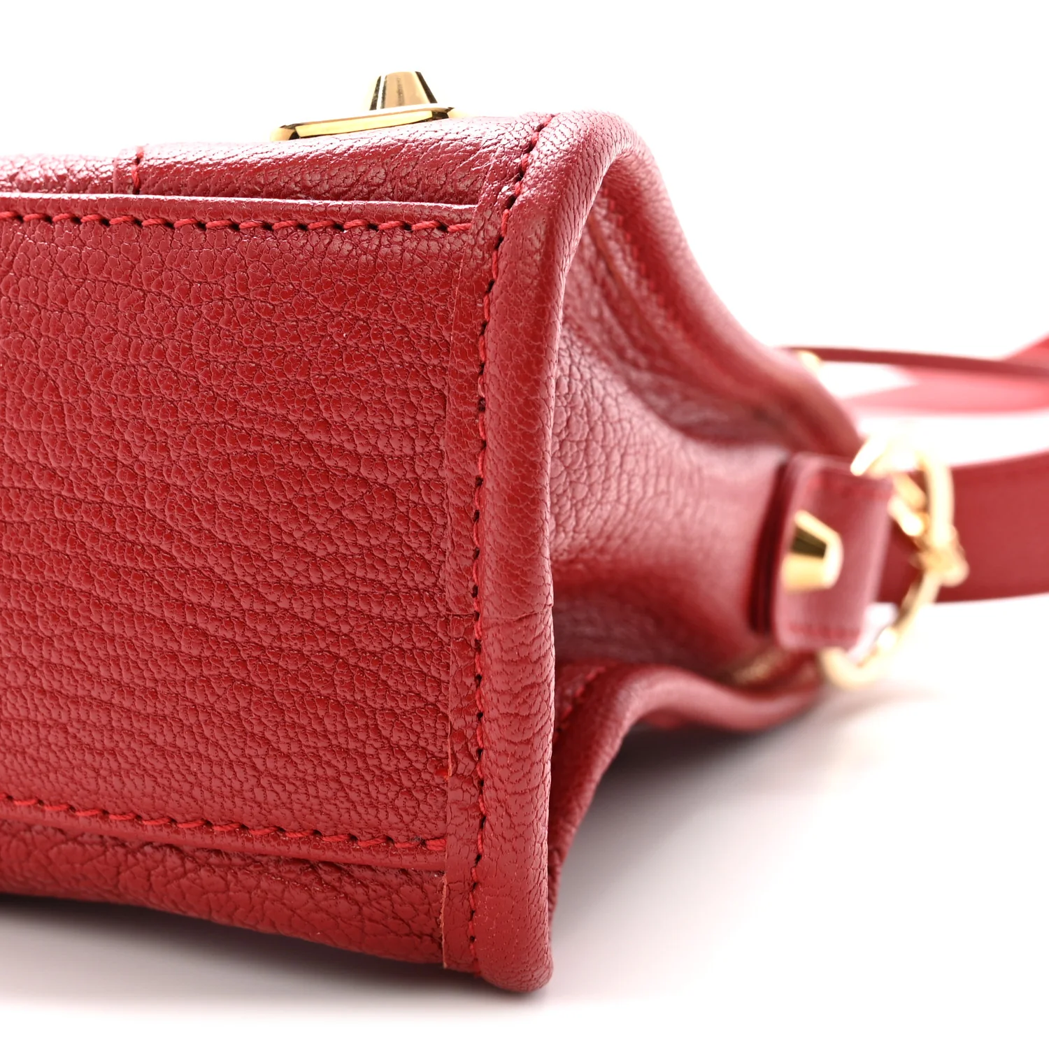 Chevre Gold Metallic Edge Hardware Mini City Rouge Groseille - Top Club
