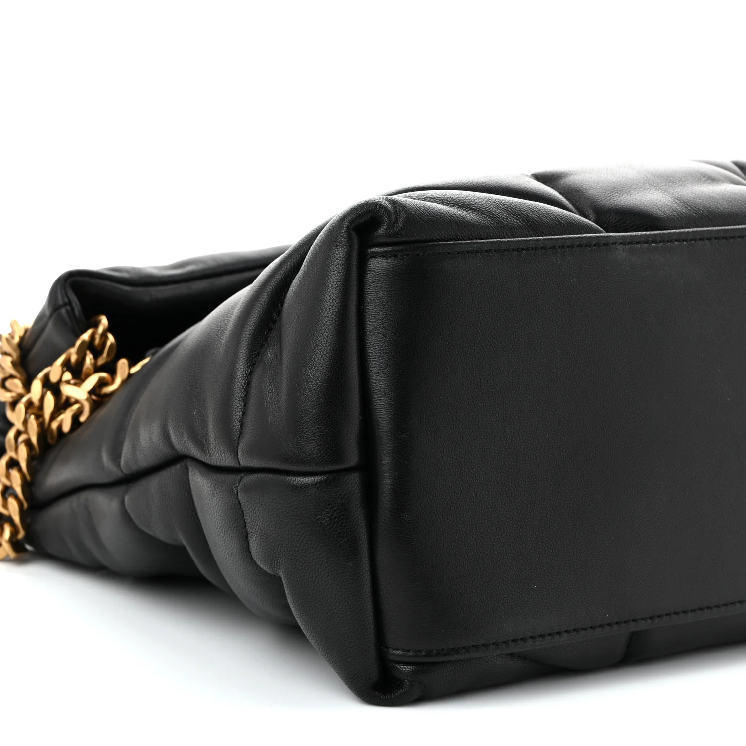 Lambskin Quilted Medium Loulou Puffer Monogram Chain Satchel Black - Top Club
