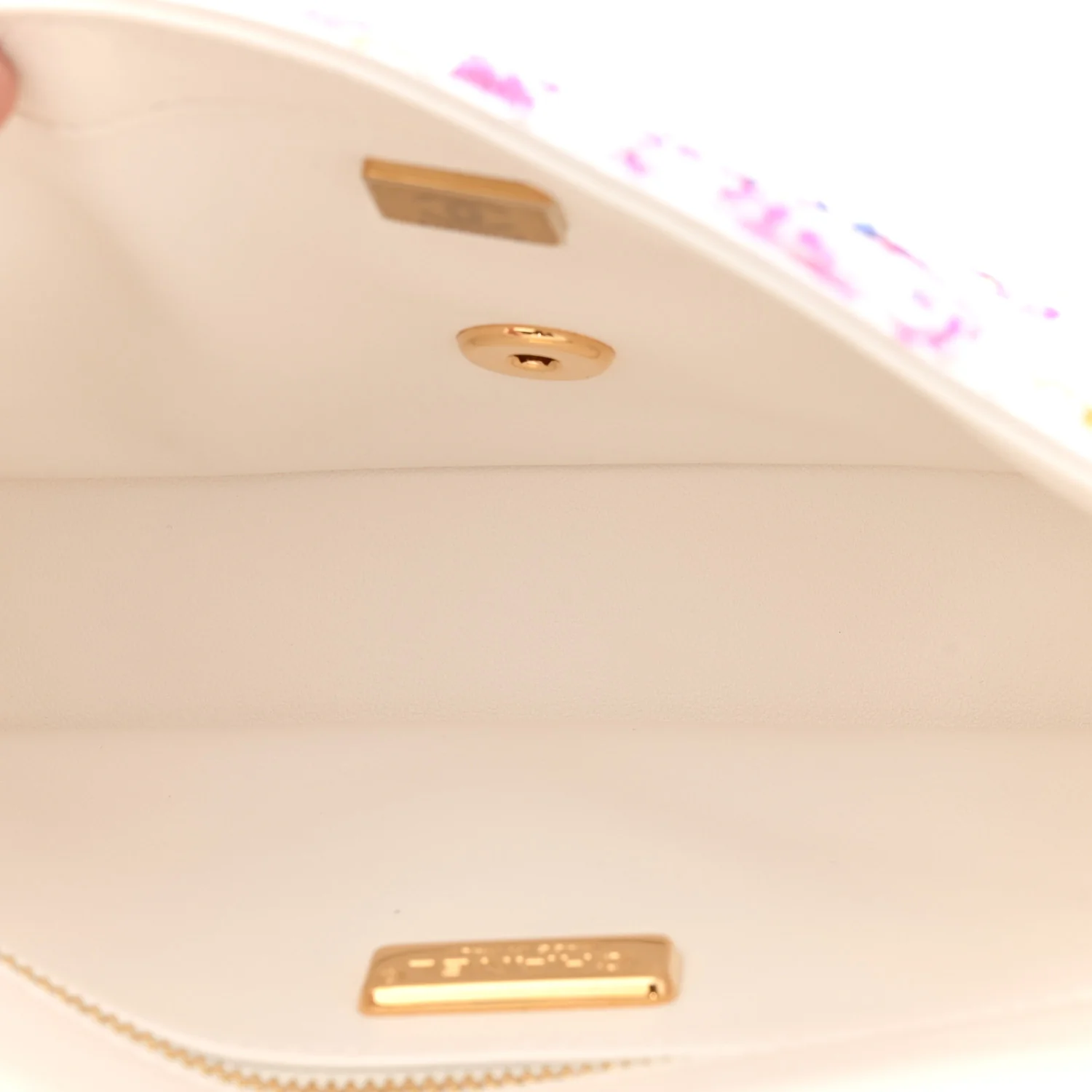 Sequin Logo CC Small Single Flap White Multicolor - Top Club