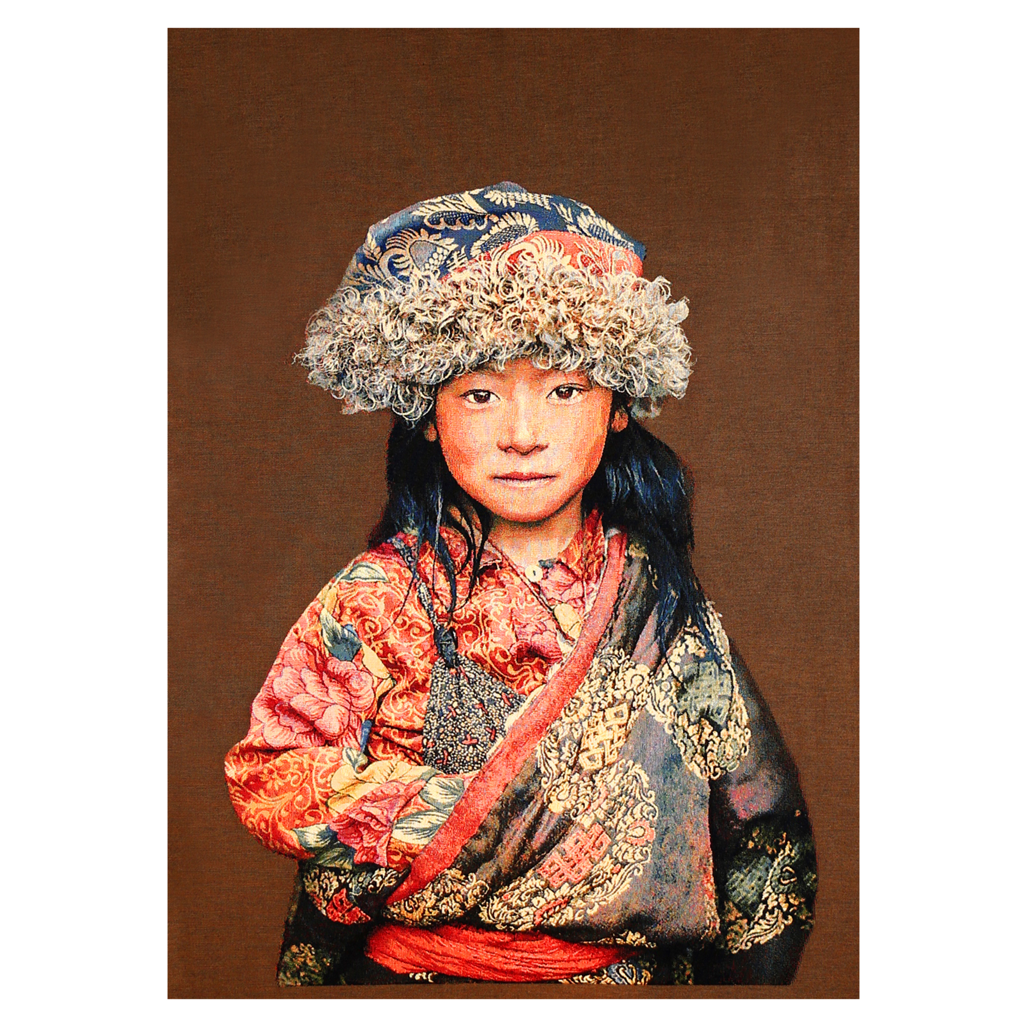 Wandpaneel geweven Tibetan Child taupe 80x120 cm