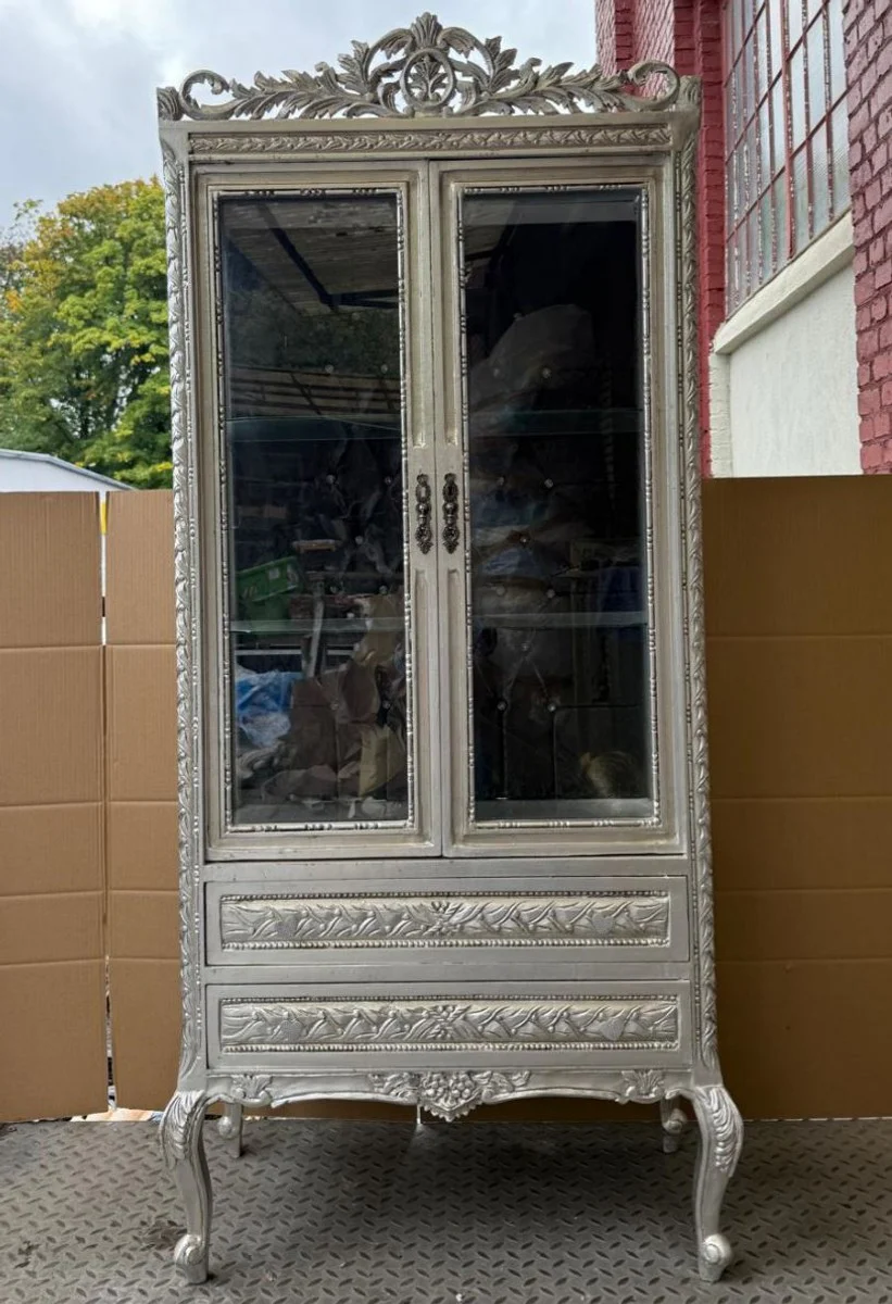 Baroque solid wood display cabinet silver 84 x H. 183 cm - Baroque furniture