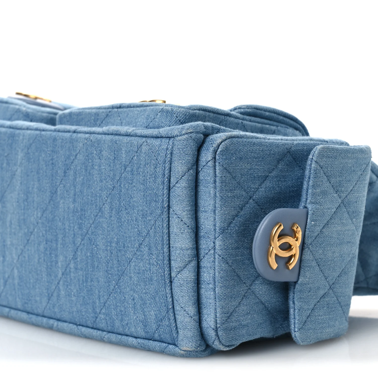 Washed Denim Quilted Large Trendy Pockets Hobo Blue - Top Club