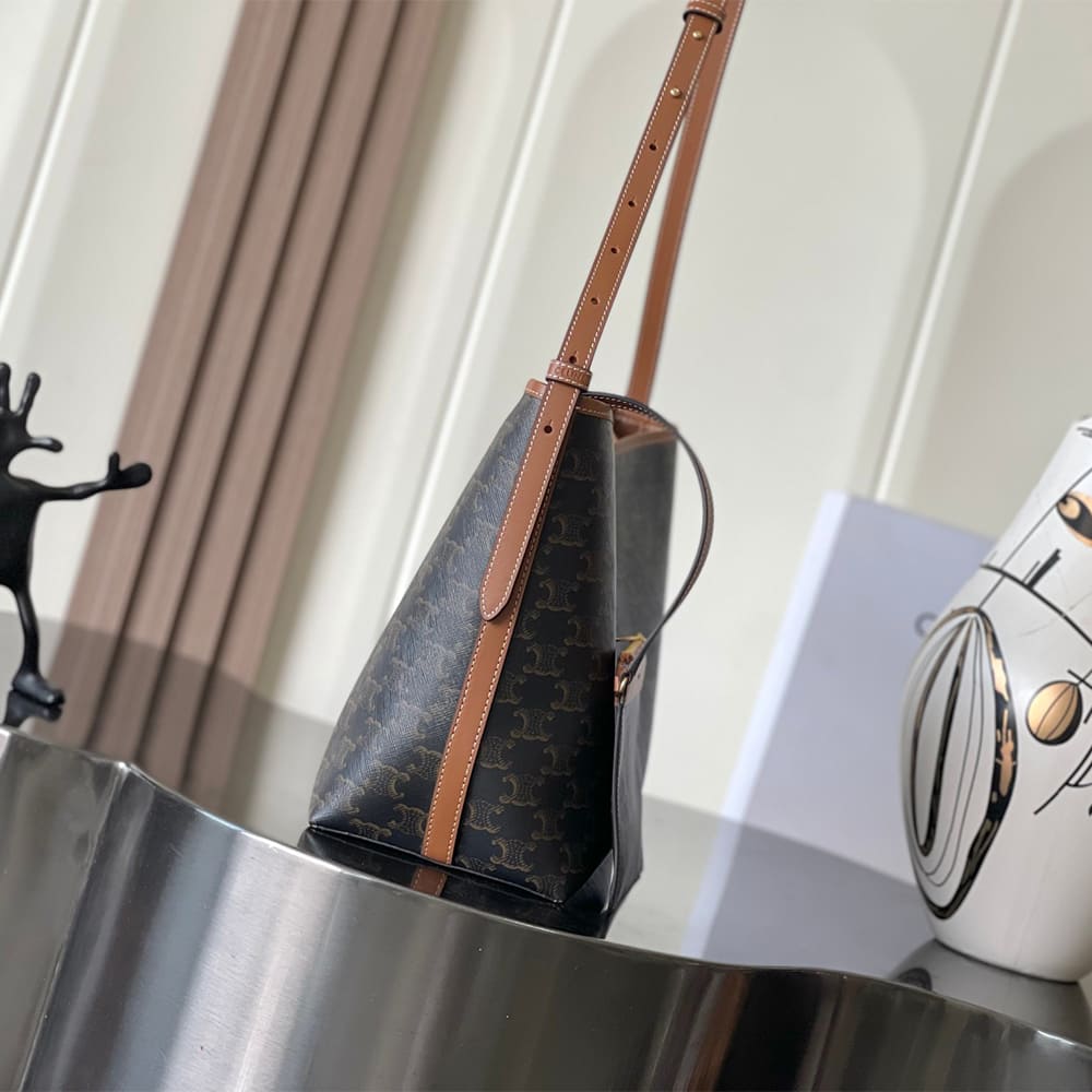 Celine SOFT SHOPPER BAG IN Triomphe Canvas and Calfskin - Top Club
