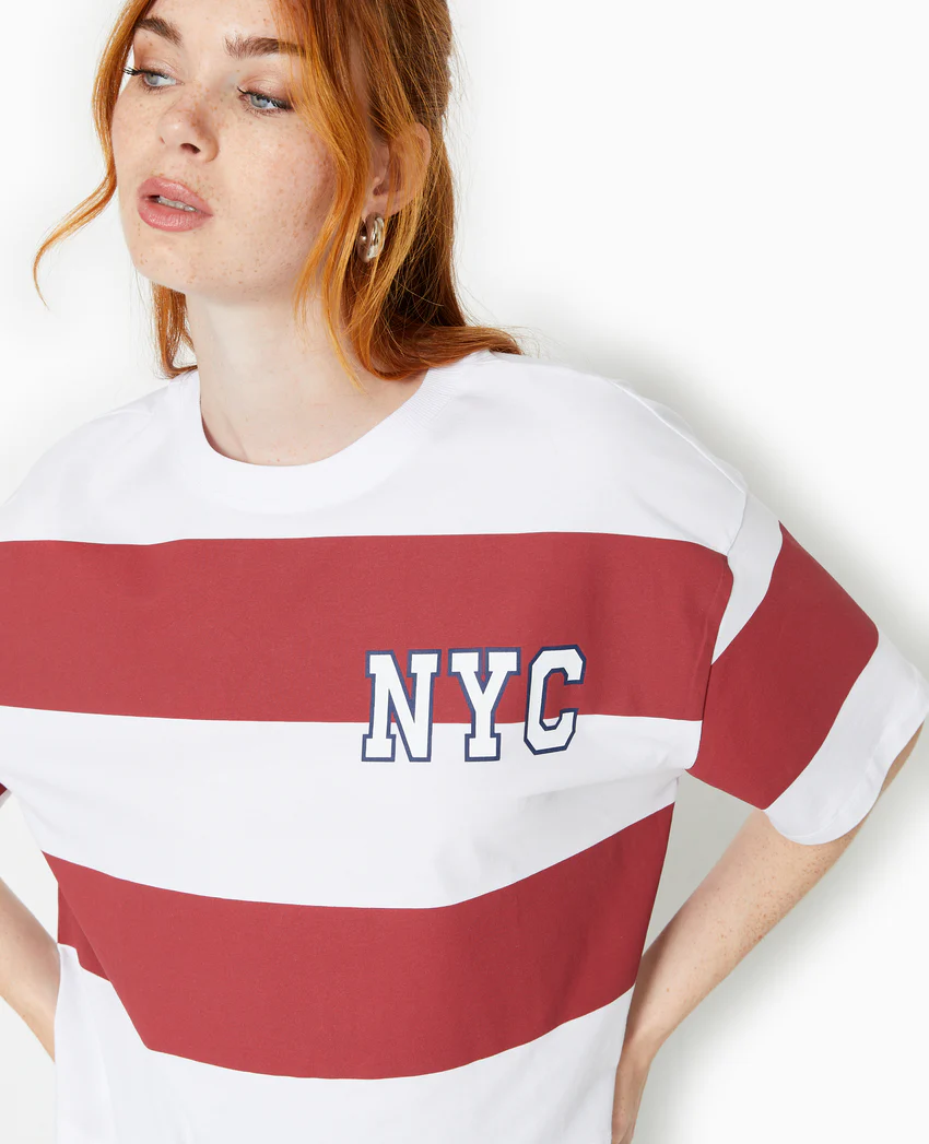 Pimkie T-shirt ample et court larges rayures