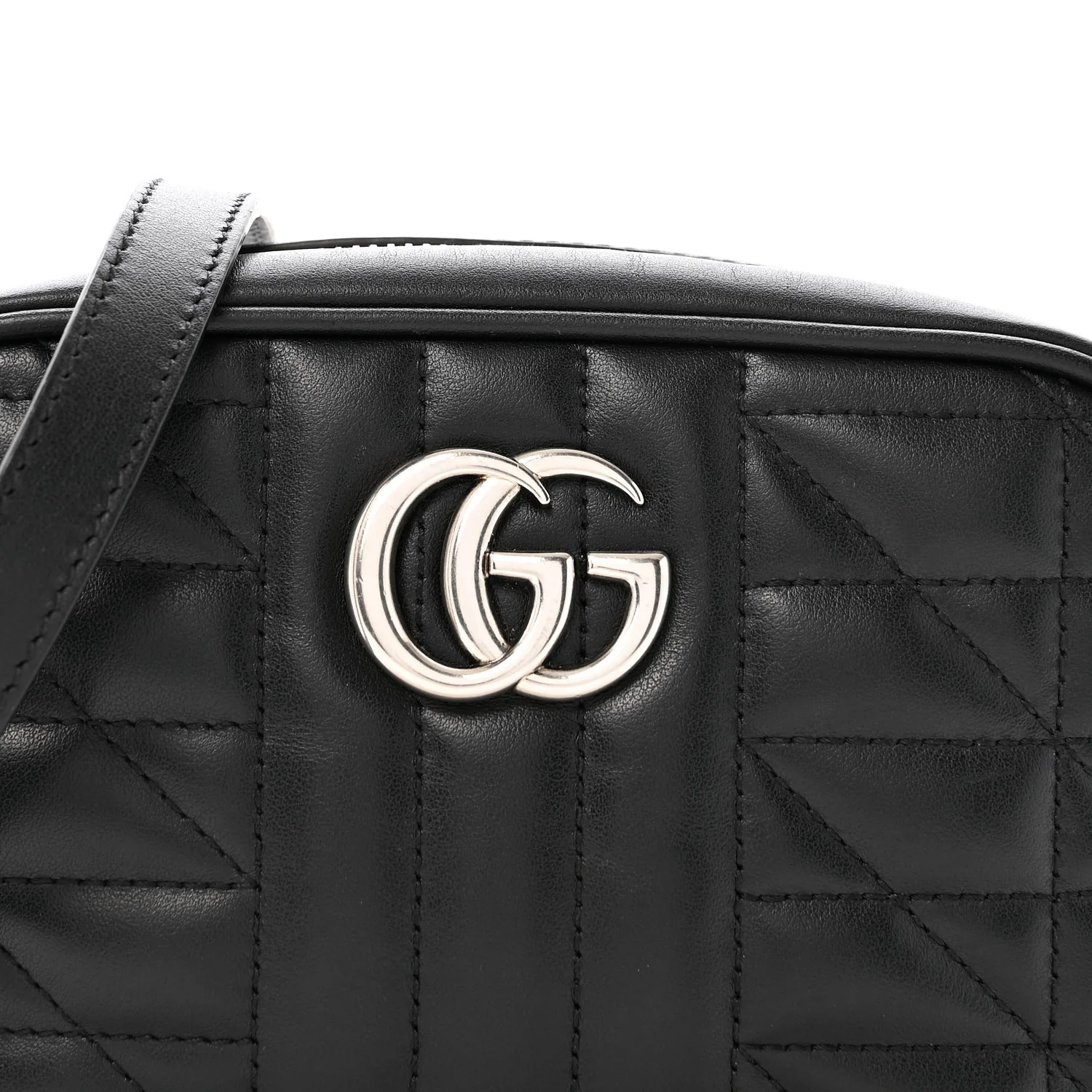 Calfskin Matelasse Aria GG Marmont Chain Shoulder Bag Black - Top Club