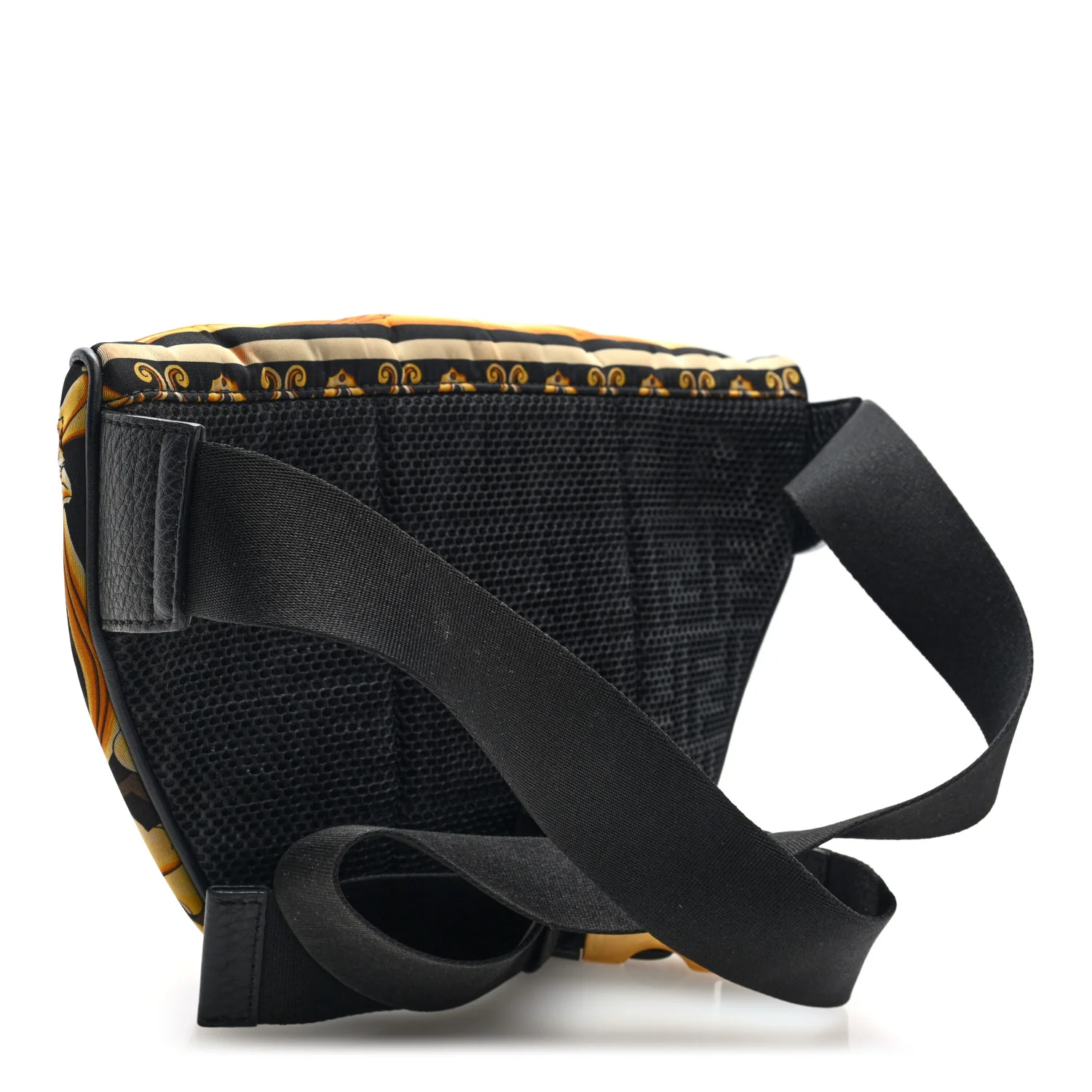 X VERSACE Nylon Cuoio Romano Fendace FF Baroque Belt Bag Black Gold - Top Club