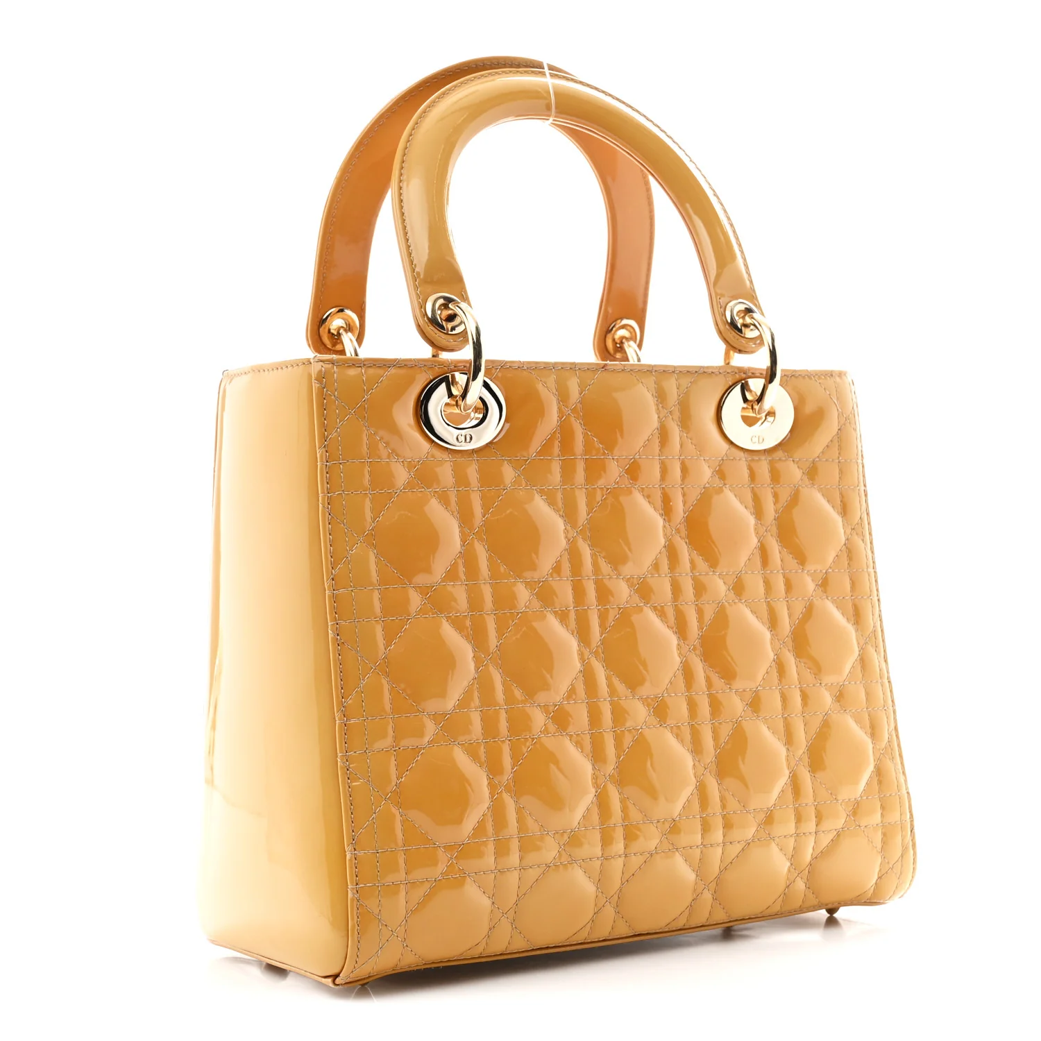 Patent Cannage Medium Lady Dior Dark Beige - Top Club