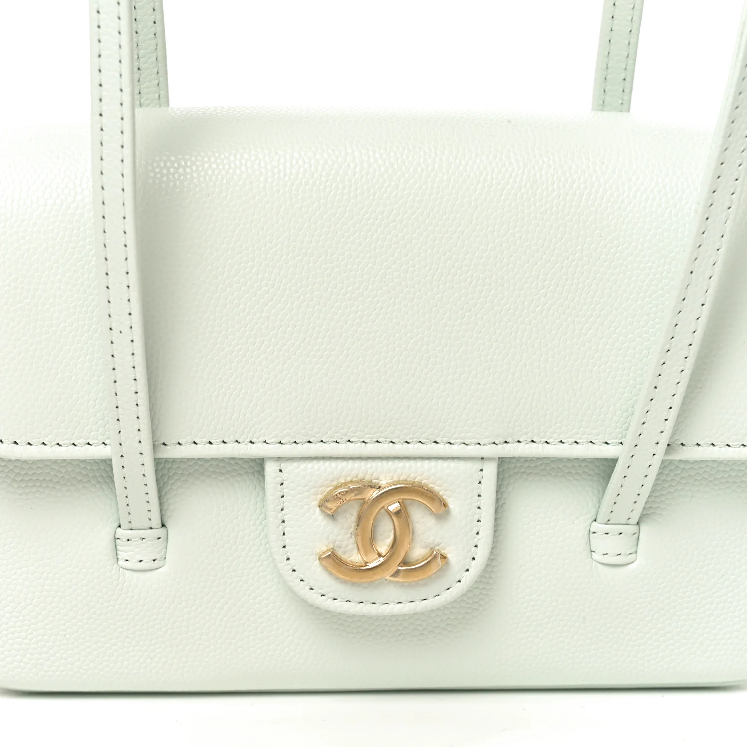 Shiny Caviar Mini Preppy Coco Shoulder Bag Light Blue - Top Club