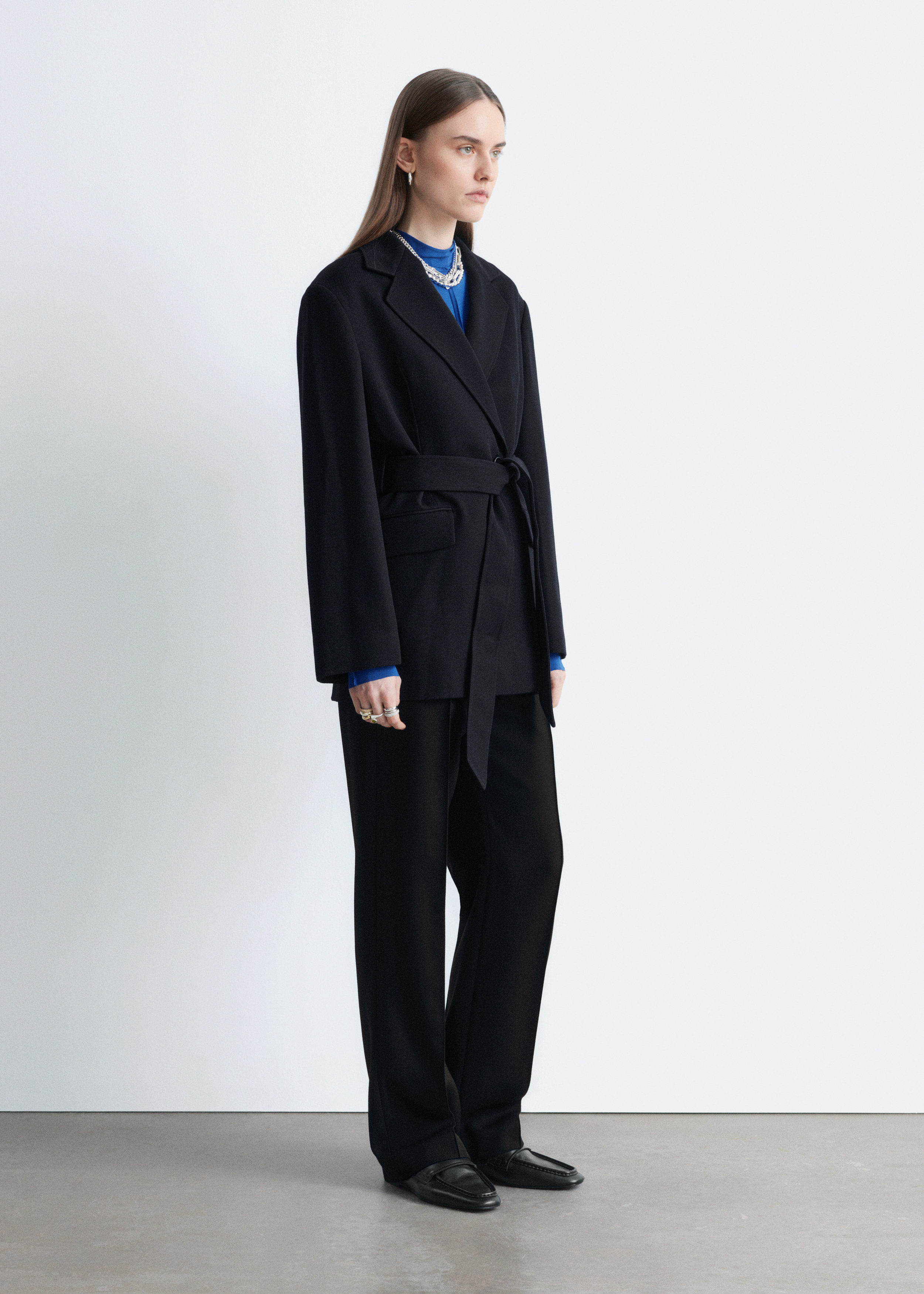 & Other Stories WOOL TIE-BELT BLAZER