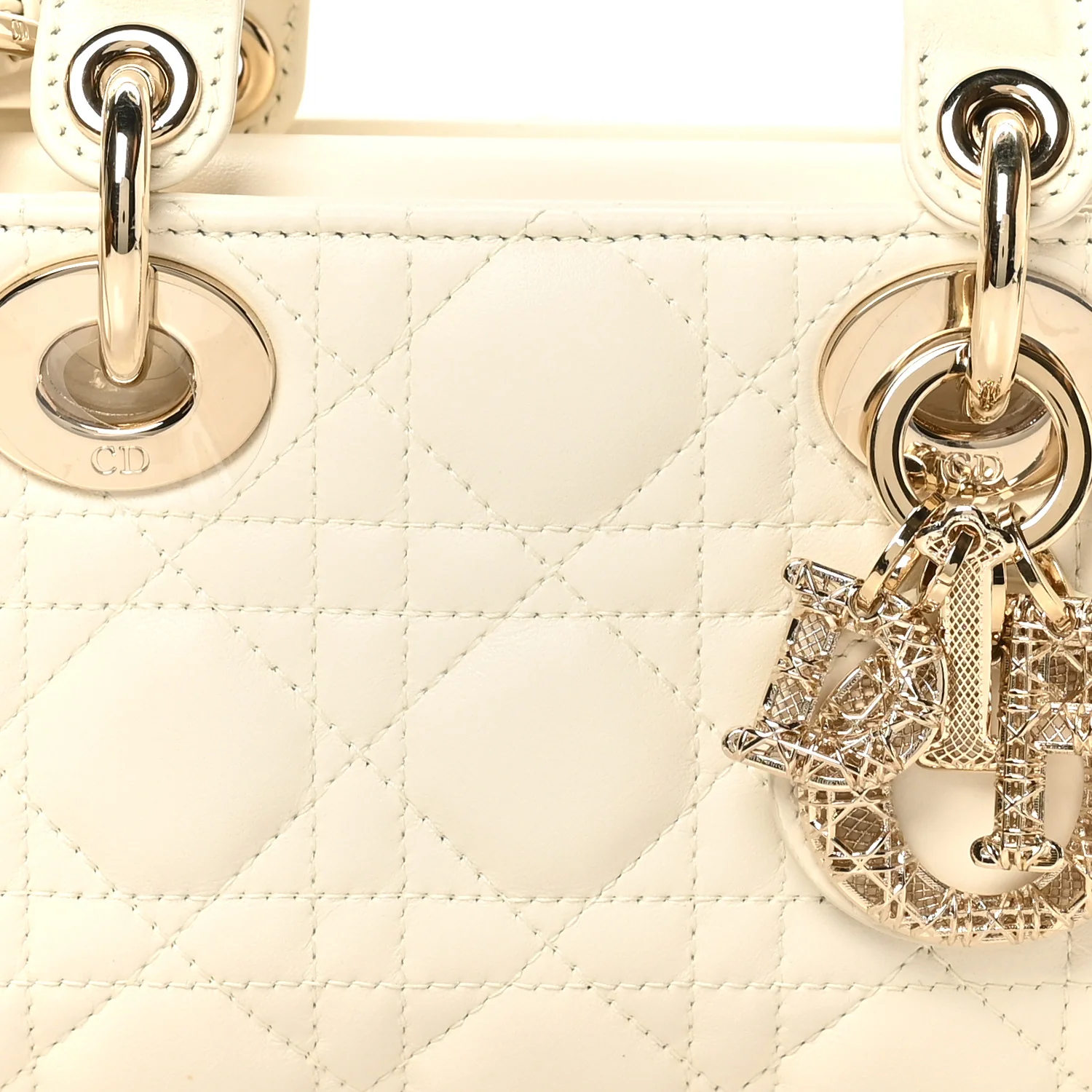 Lambskin Cannage Small Lady D-Joy Latte - Top Club