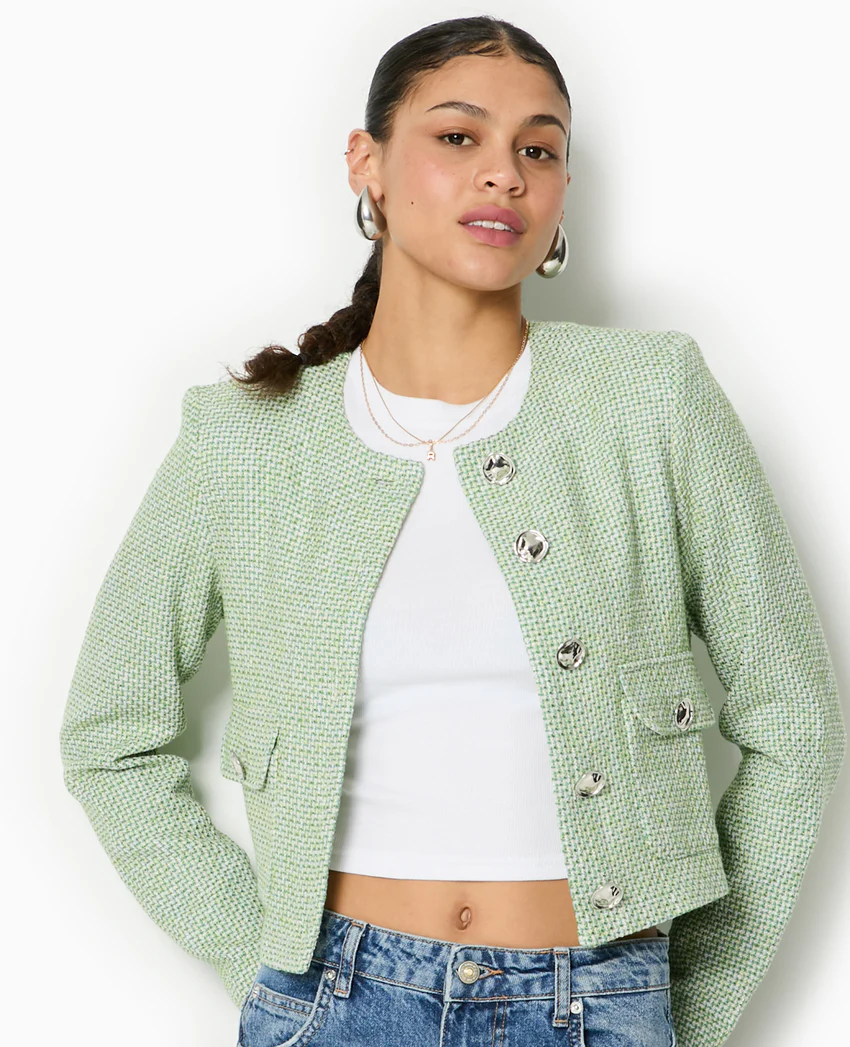 Pimkie Veste courte et droite en tweed