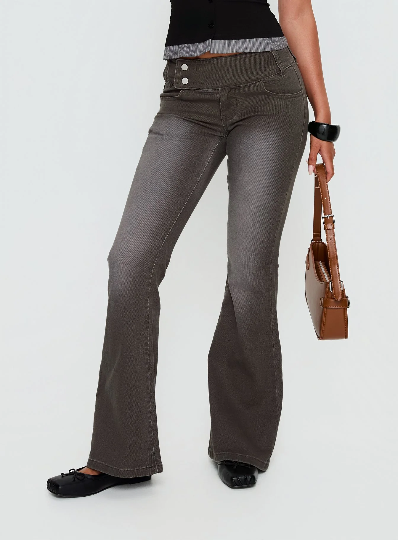 Romea Low Waist Bootleg Jeans Dark Grey