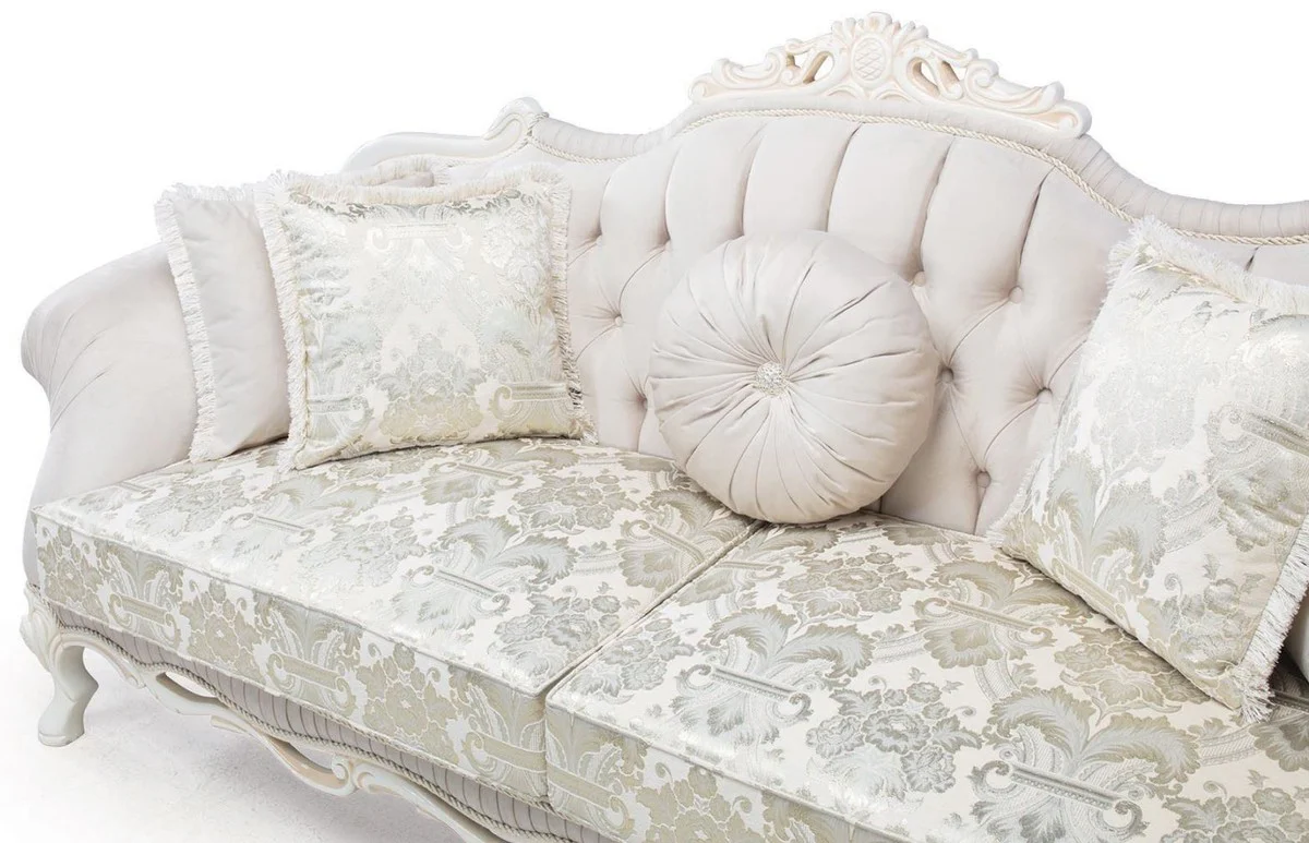 Luxury baroque living room set light pink / white / beige - 2 sofas & 2 armchairs & 1 coffee table - magnificent living room furniture in baroque style