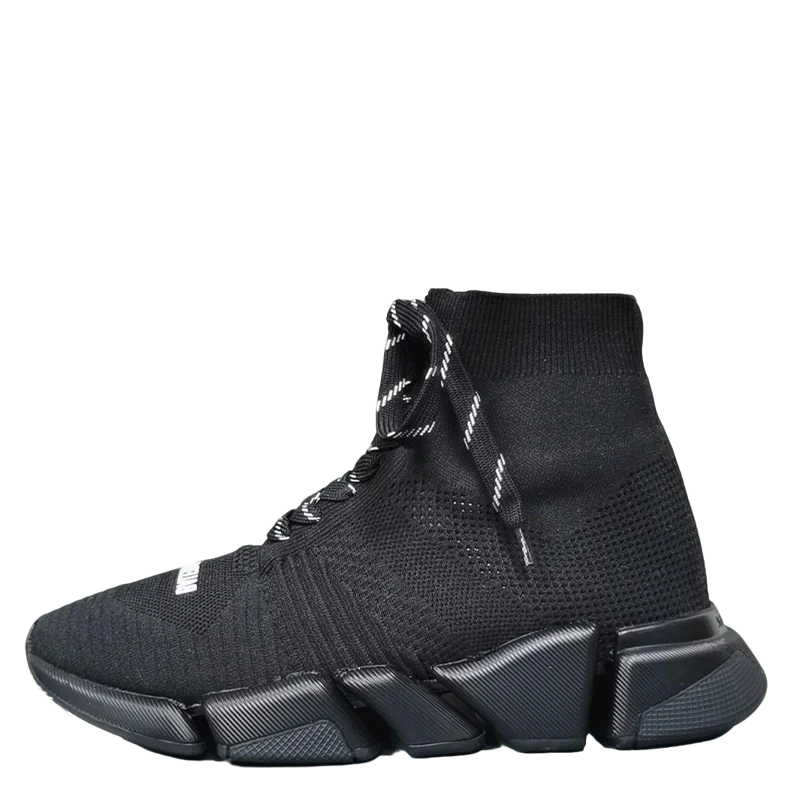 Balenciaga Unisex Black Lace-up Sock Sneakers Trendy Option for Fashion-forward Men and Women - Sneaker Replica Workshop