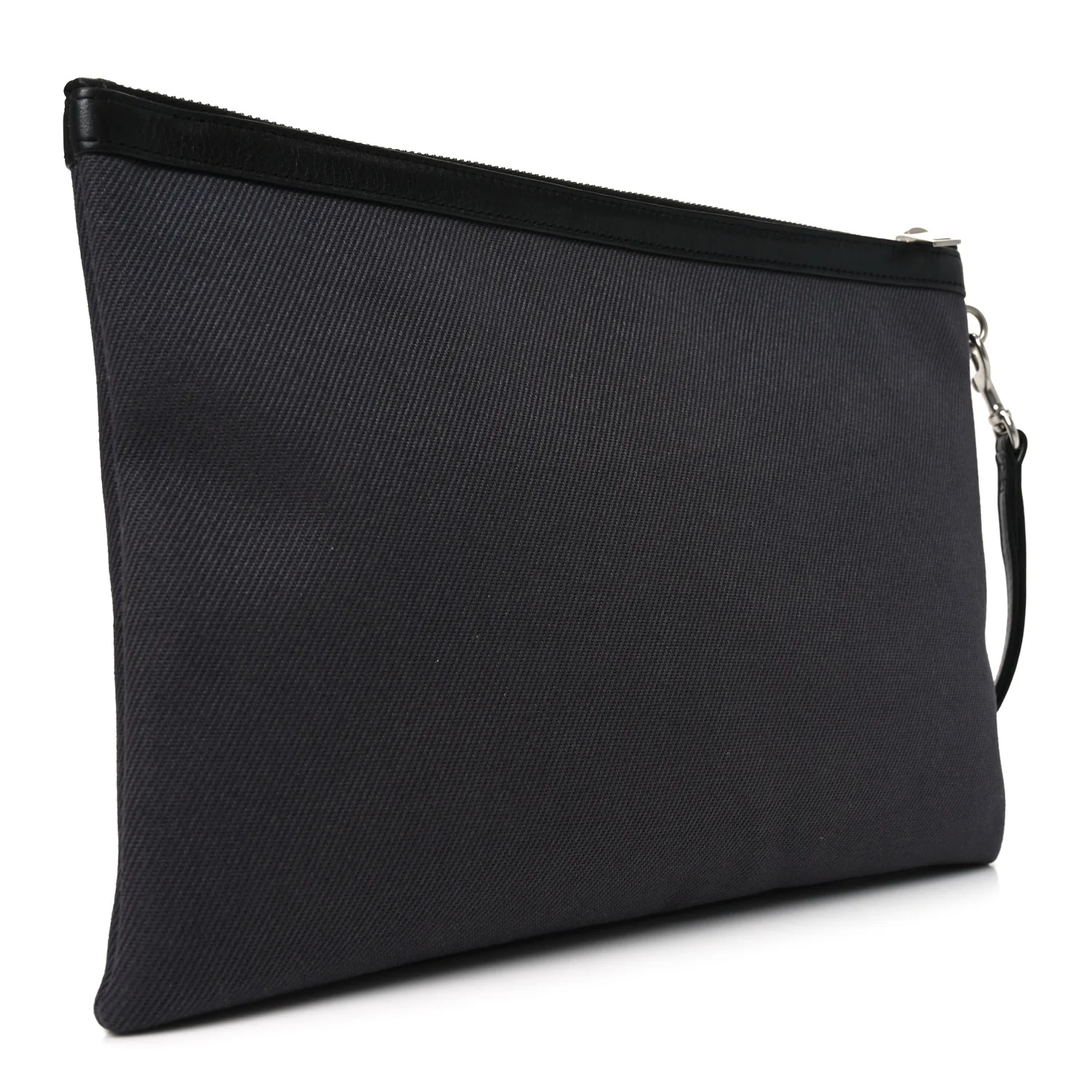 Linen Canvas Rive Gauche Zipped Pouch Black - Top Club