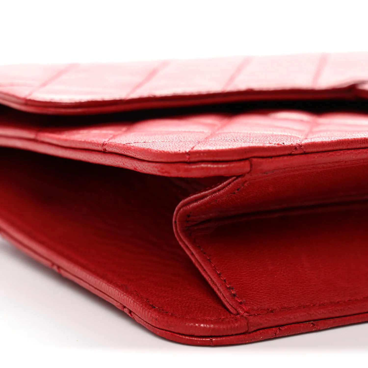 Lambskin Quilted Medium Single Flap Red - Top Club