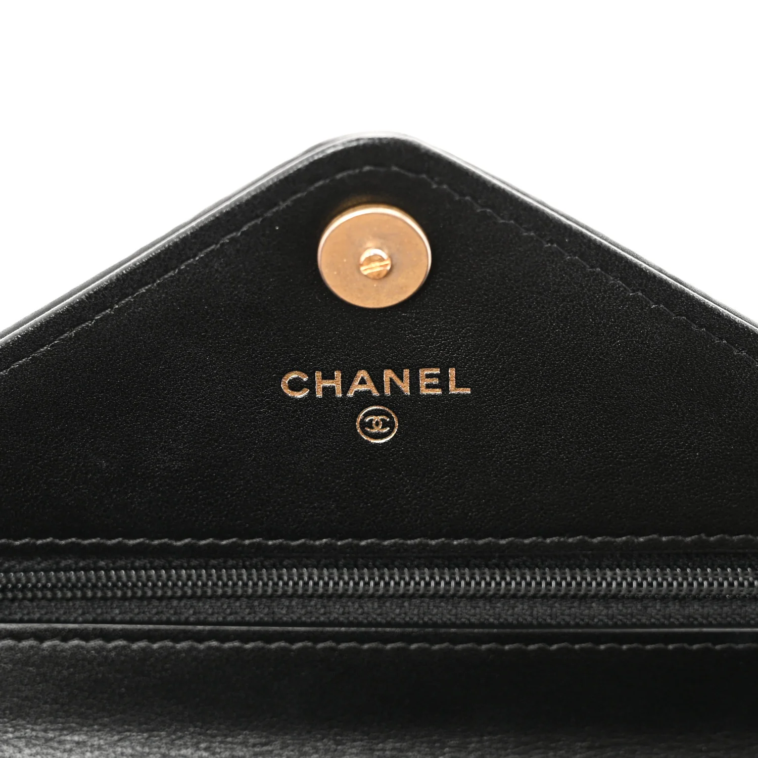 Calfskin Elaphe Double Chevron Mini Wallet On Chain WOC Black - Top Club