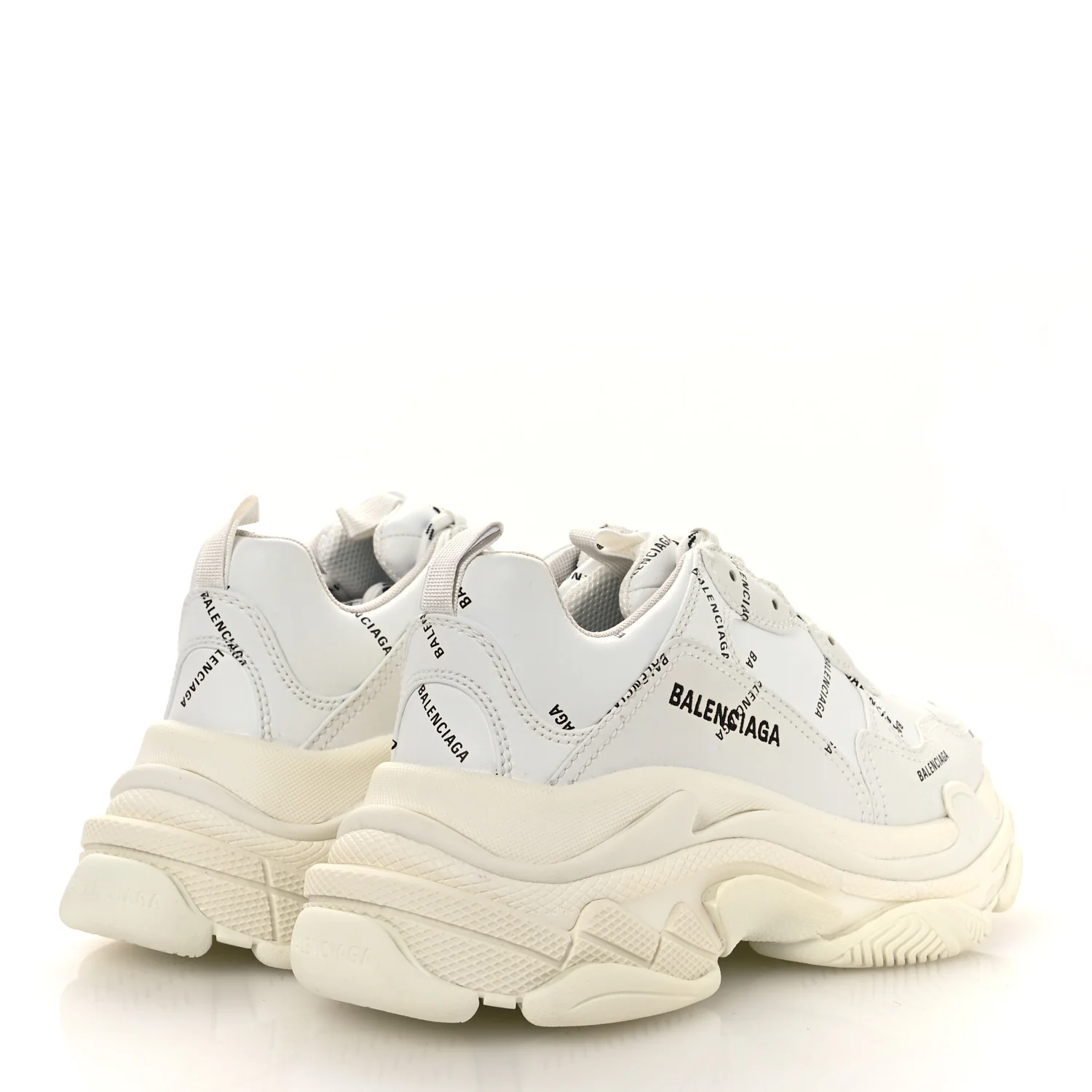 Technical Fabric Allover Logo Womens Triple S Sneakers 39 White Black - Top Club