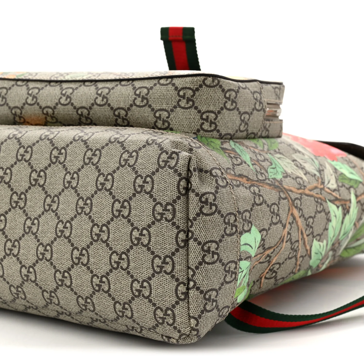 GG Supreme Monogram Tian Web Single Buckle Backpack Beige Multicolor New Acero - Top Club