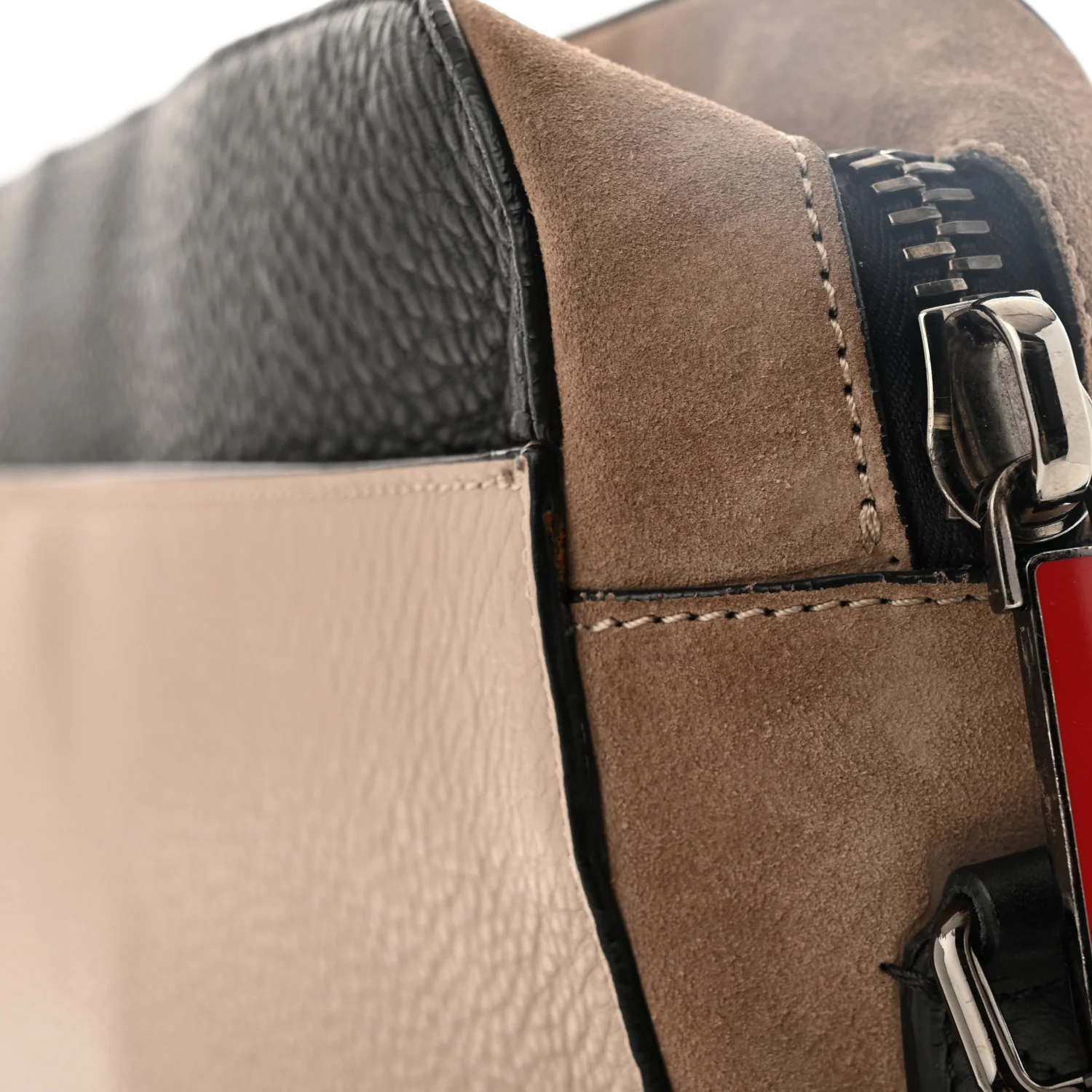 Suede Calfskin Aliosha Messenger Cappuccino Black - Top Club