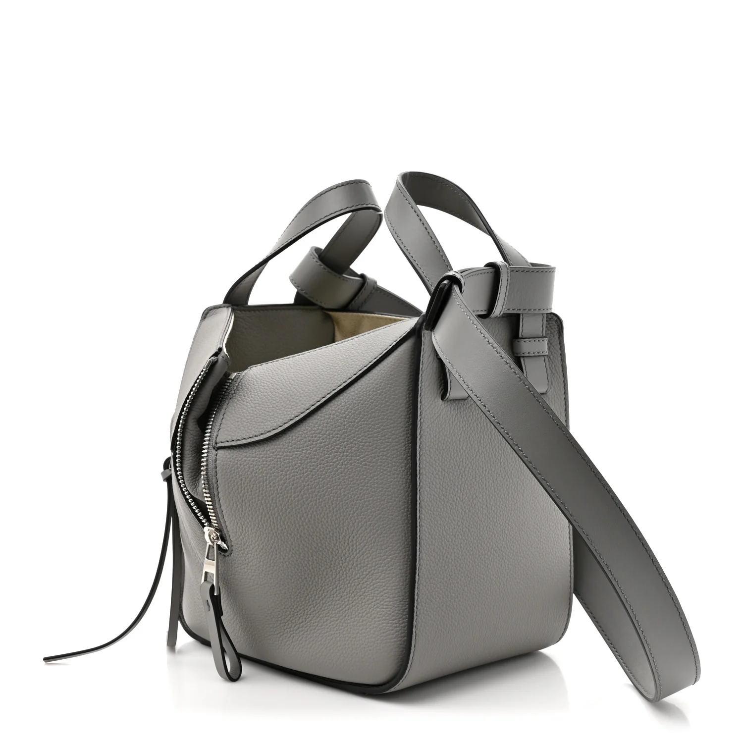 Grained Calfskin Mini Hammock Shoulder Bag Pearl Grey - Top Club