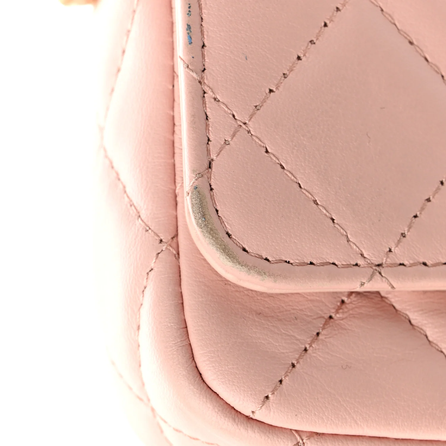 Crumpled Calfskin Quilted Braided CC Mini Flap Light Pink - Top Club