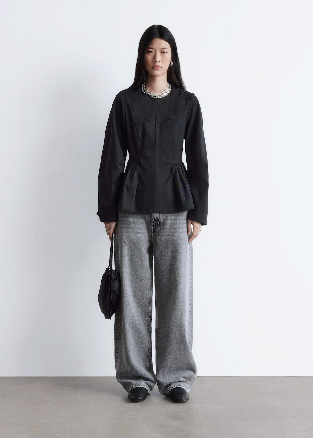 & Other Stories COTTON PEPLUM TOP