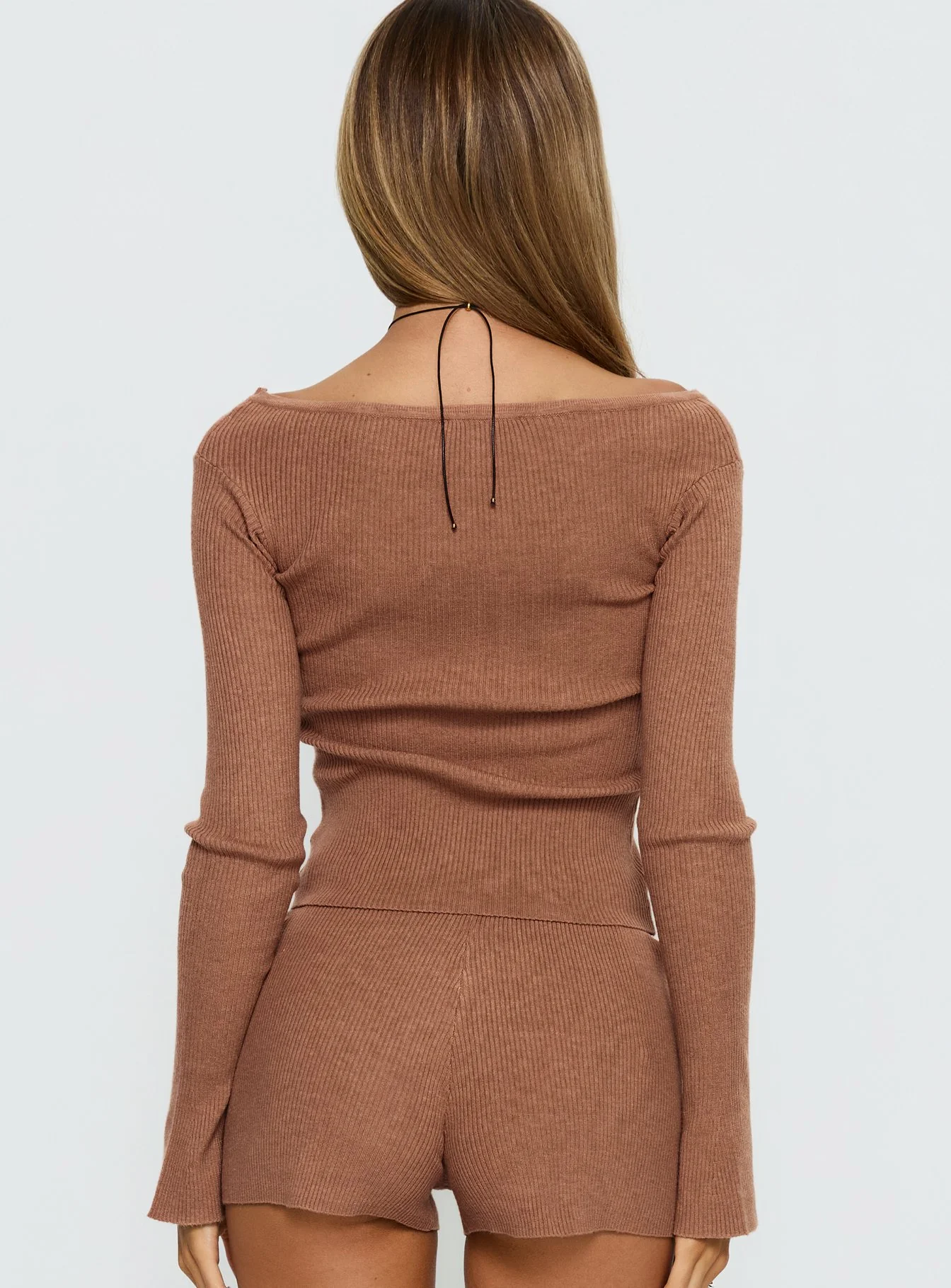 Ahani Off Shoulder Knit Top Mocha