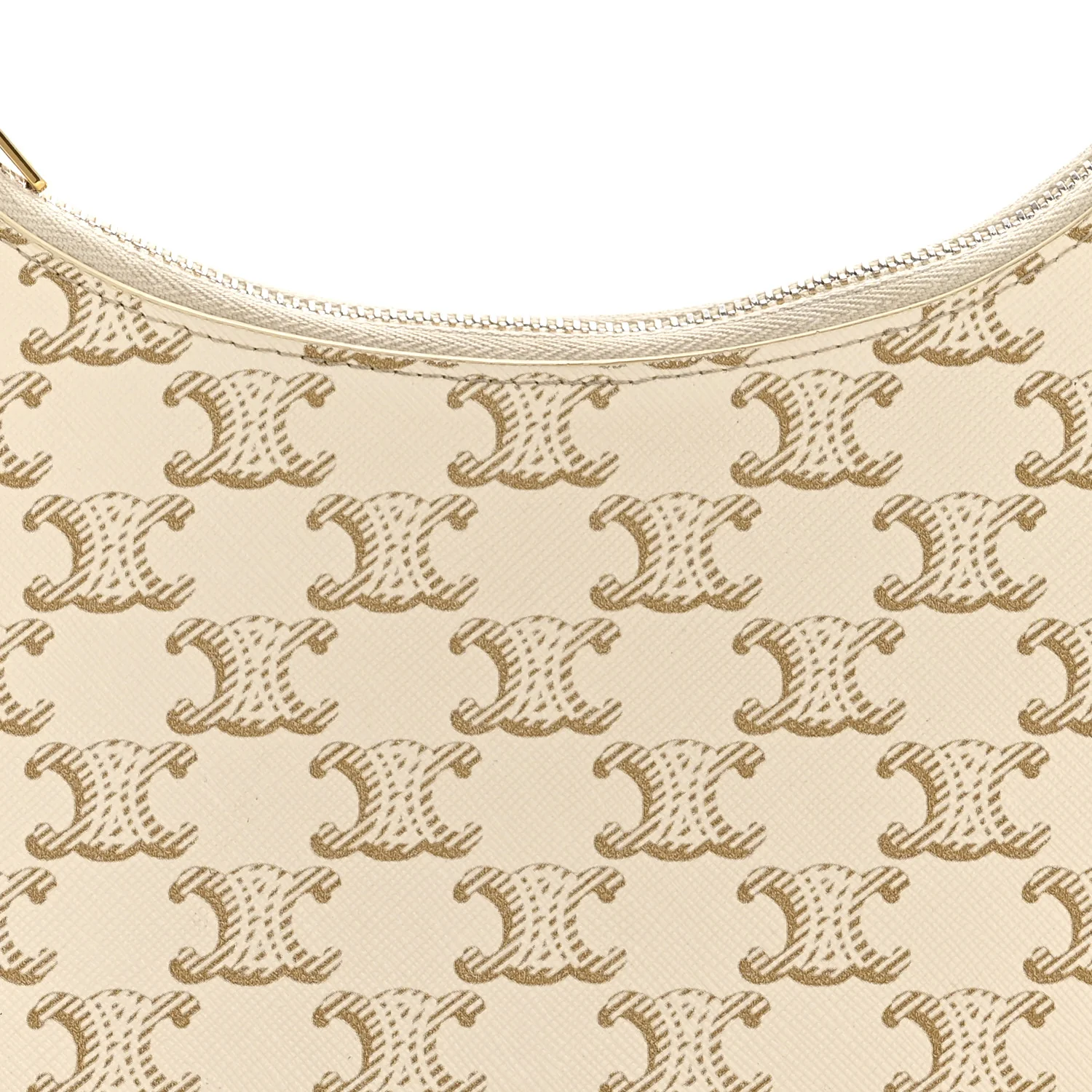 Canvas Calfskin Ava Triomphe Shoulder Bag White - Top Club