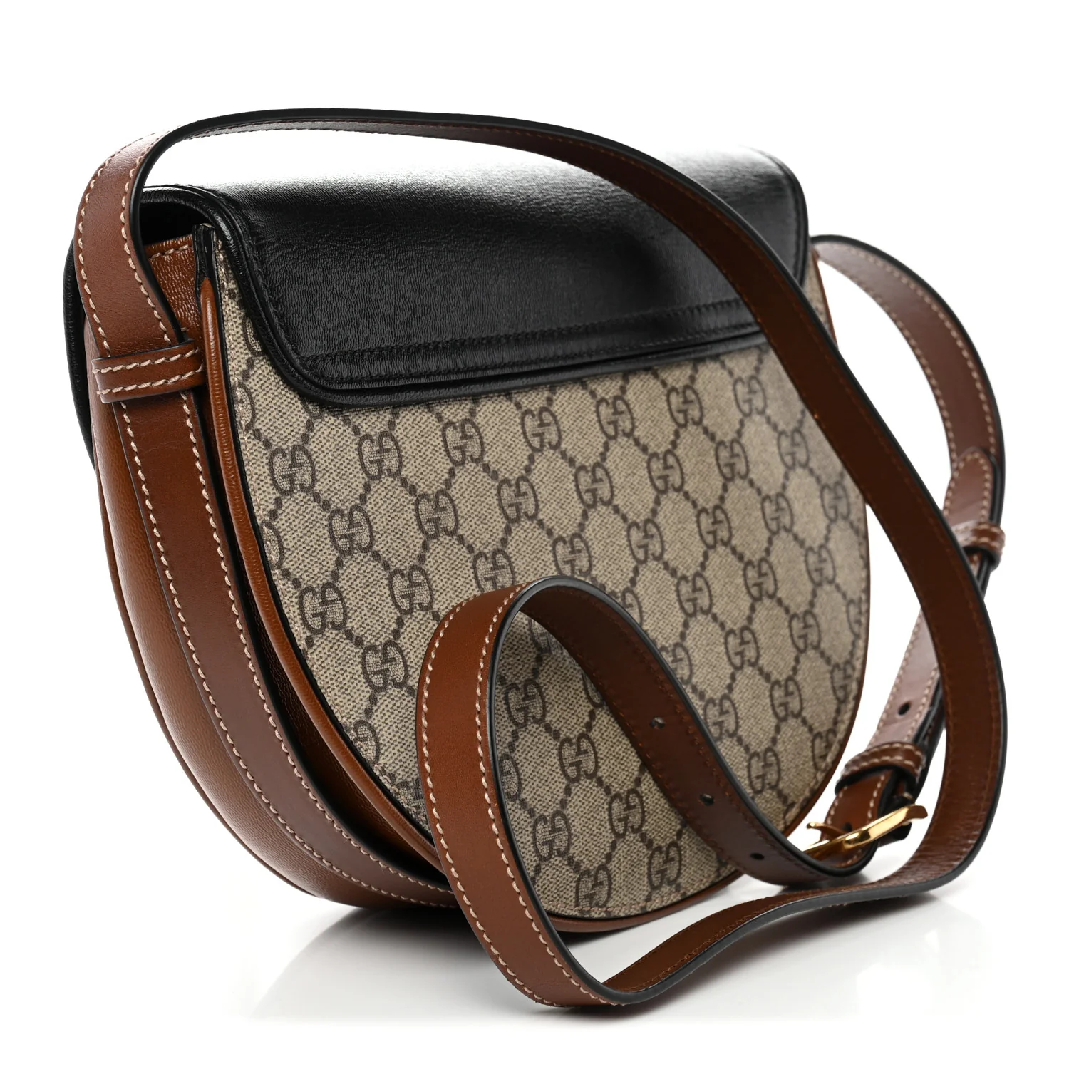 GG Supreme Monogram Calfskin Small Padlock Messenger Shoulder Bag Beige Black Cuir - Top Club