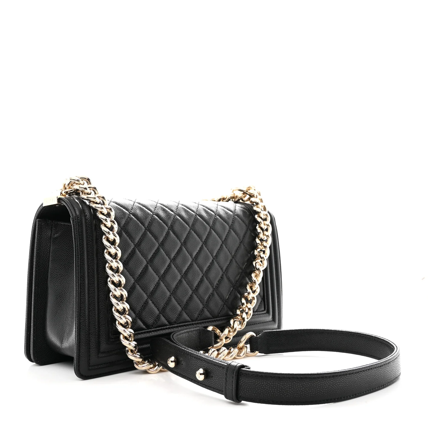 Caviar Quilted Medium Boy Flap Black - Top Club