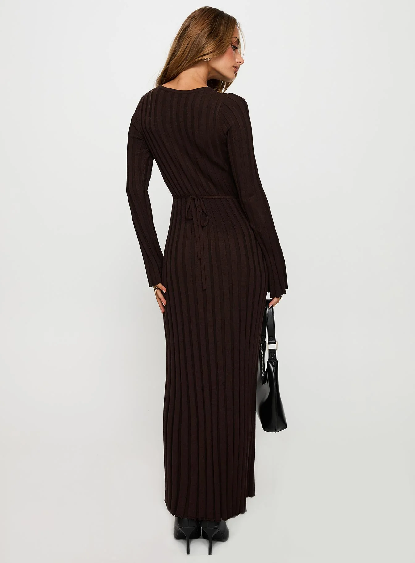 Vespa Long Sleeve Maxi Dress Brown