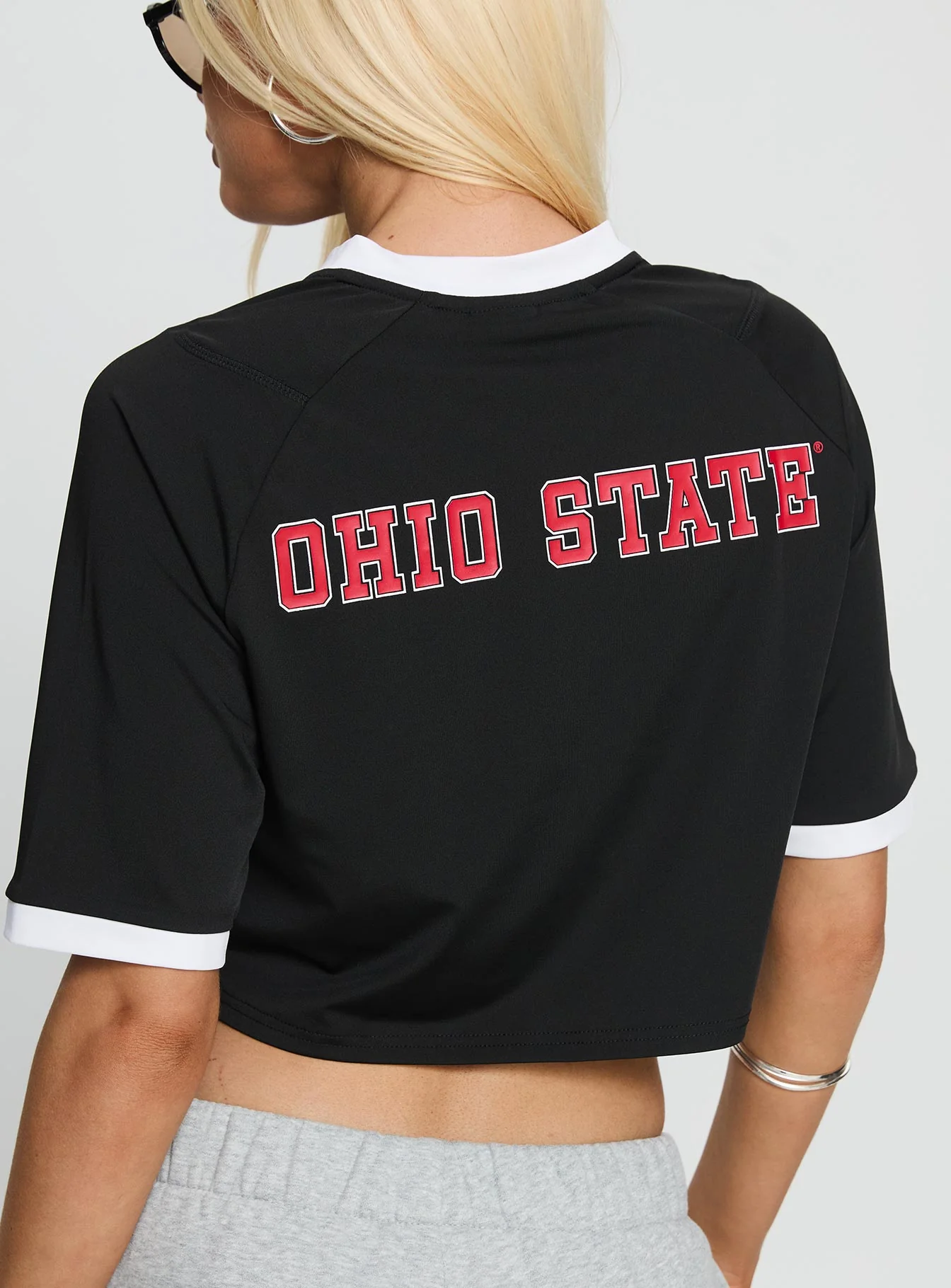 Ohio State Cropped Soccer Jersey Tee Black