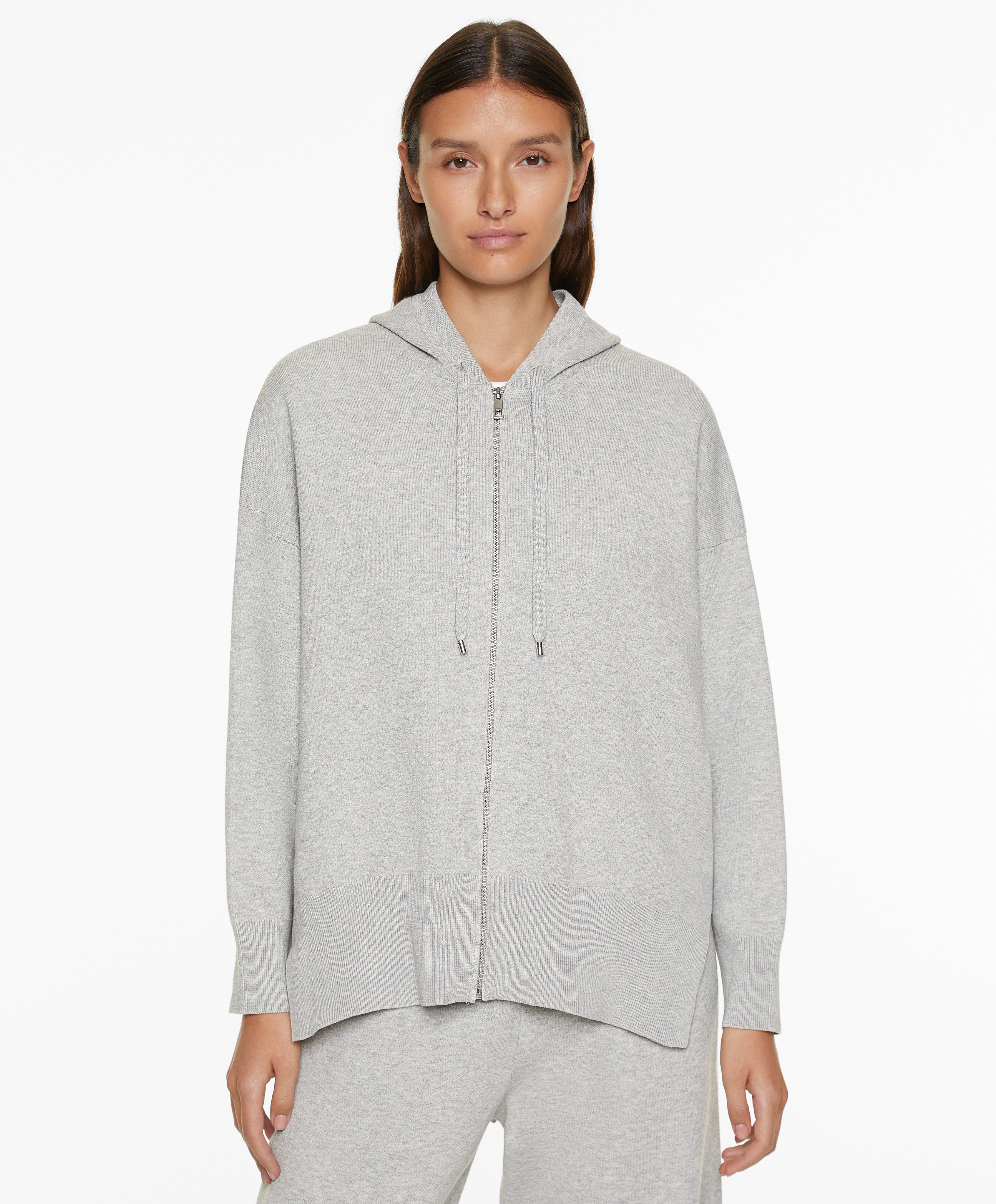 OYSHO Zipped knit hooded jacket