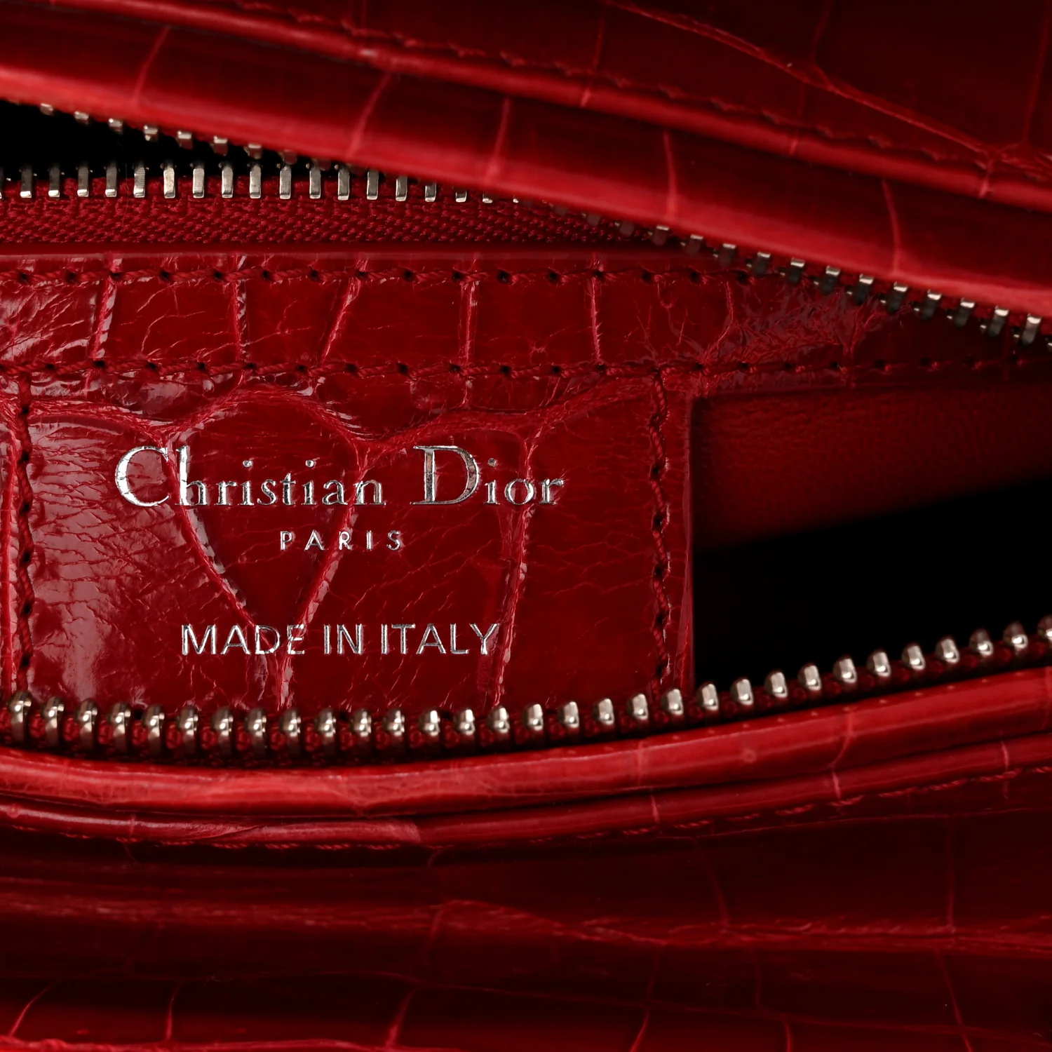 Alligator Medium Lady Dior Red - Top Club