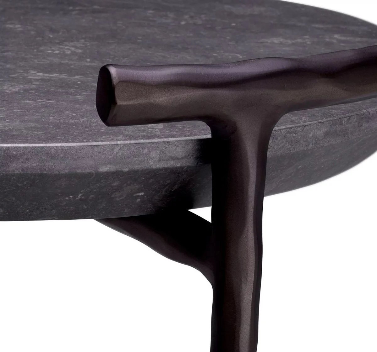 Luxury side table gray / bronze Ø 55 x H. 57.5 cm - aluminum table with marble top - living room furniture - luxury furniture - living room furnishings - luxury quality