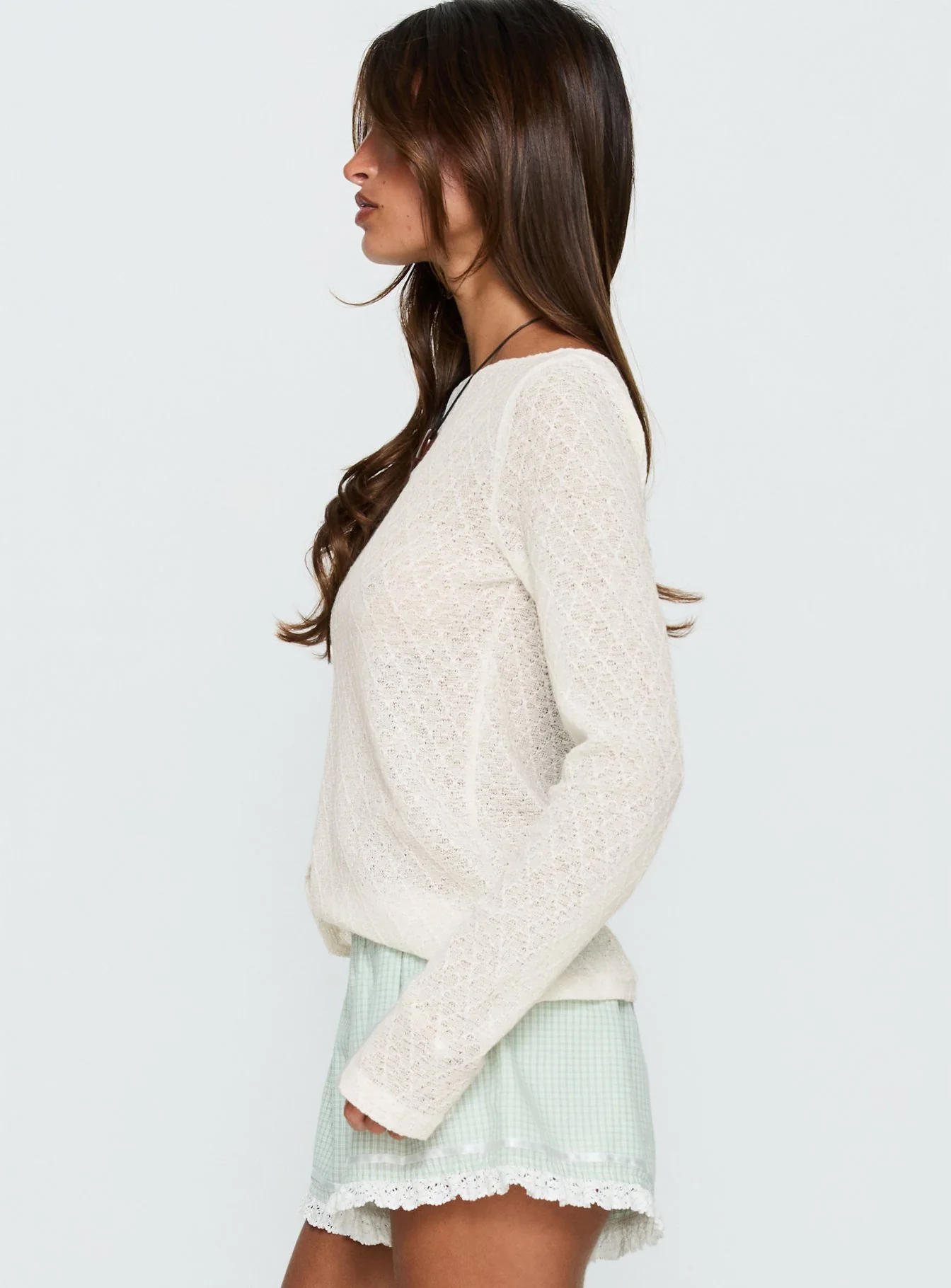 Tuppence Textured Long Sleeve Top Cream