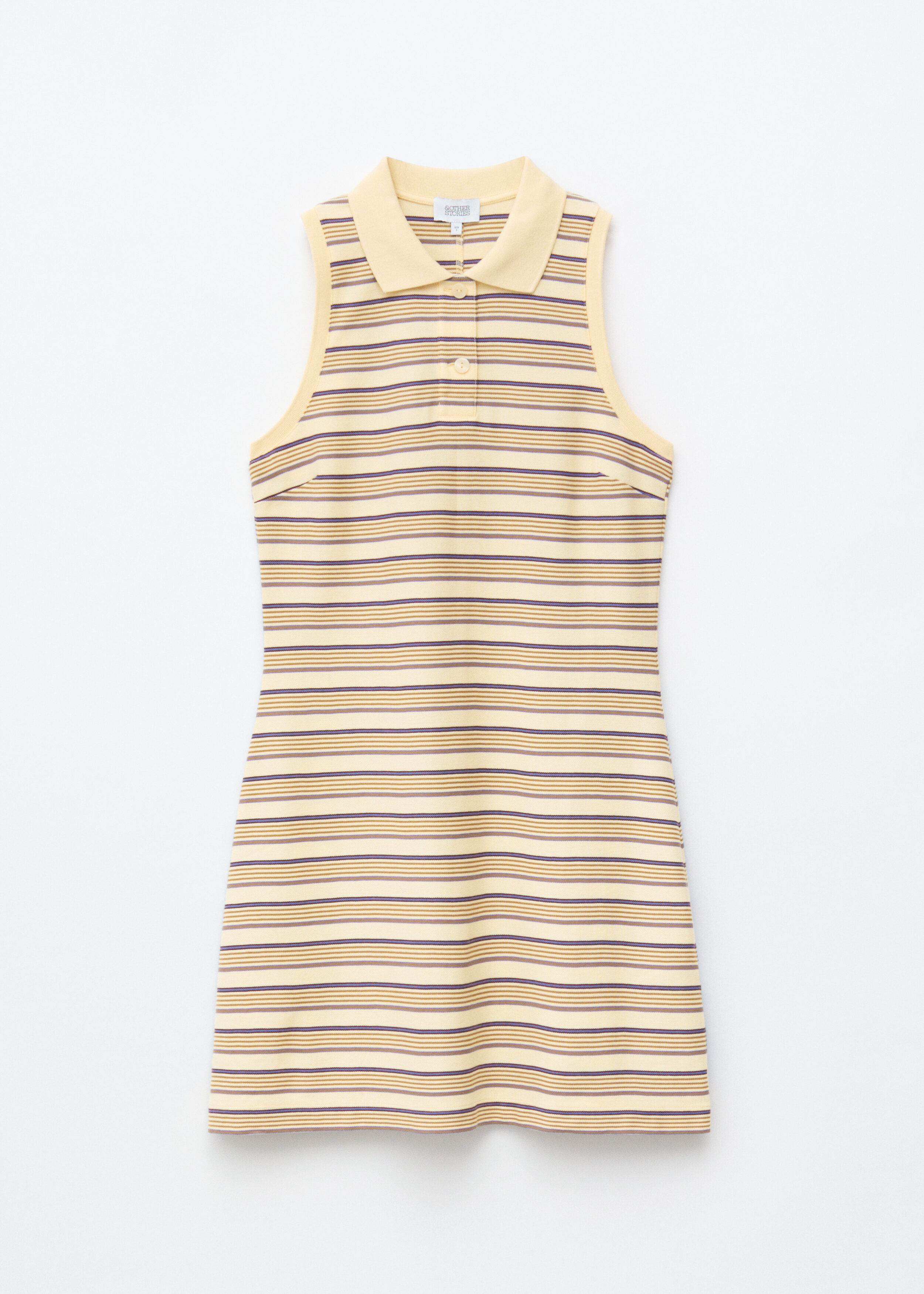 & Other Stories STRIPED COTTON MINI POLO DRESS