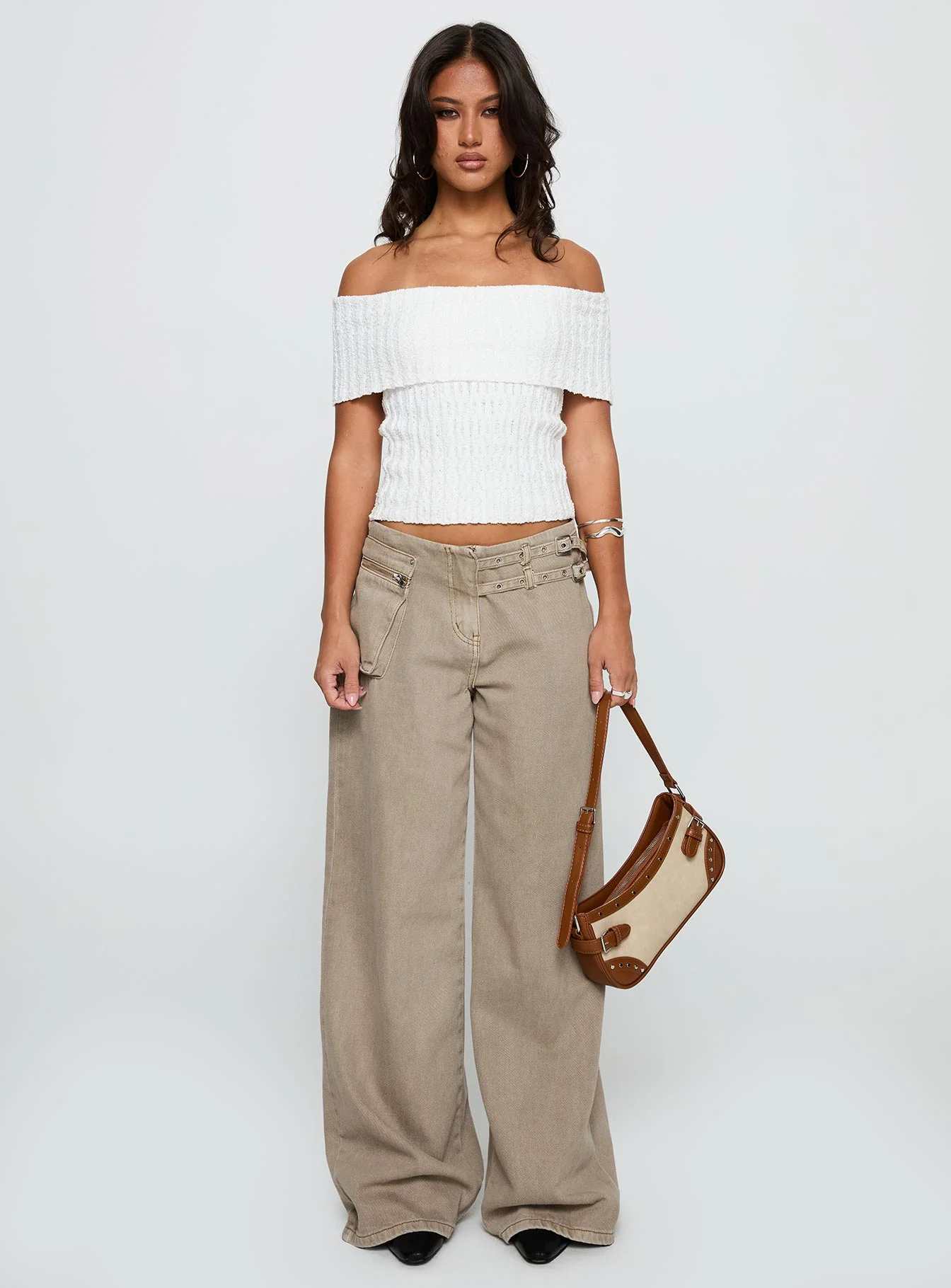 Murmur Off Shoulder Top White