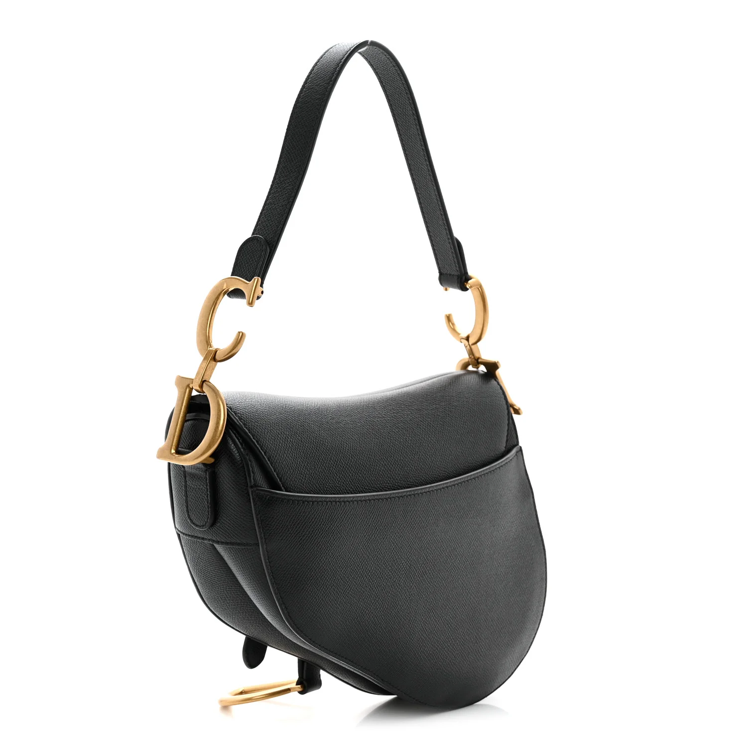 Grained Calfskin Saddle Bag Black - Top Club