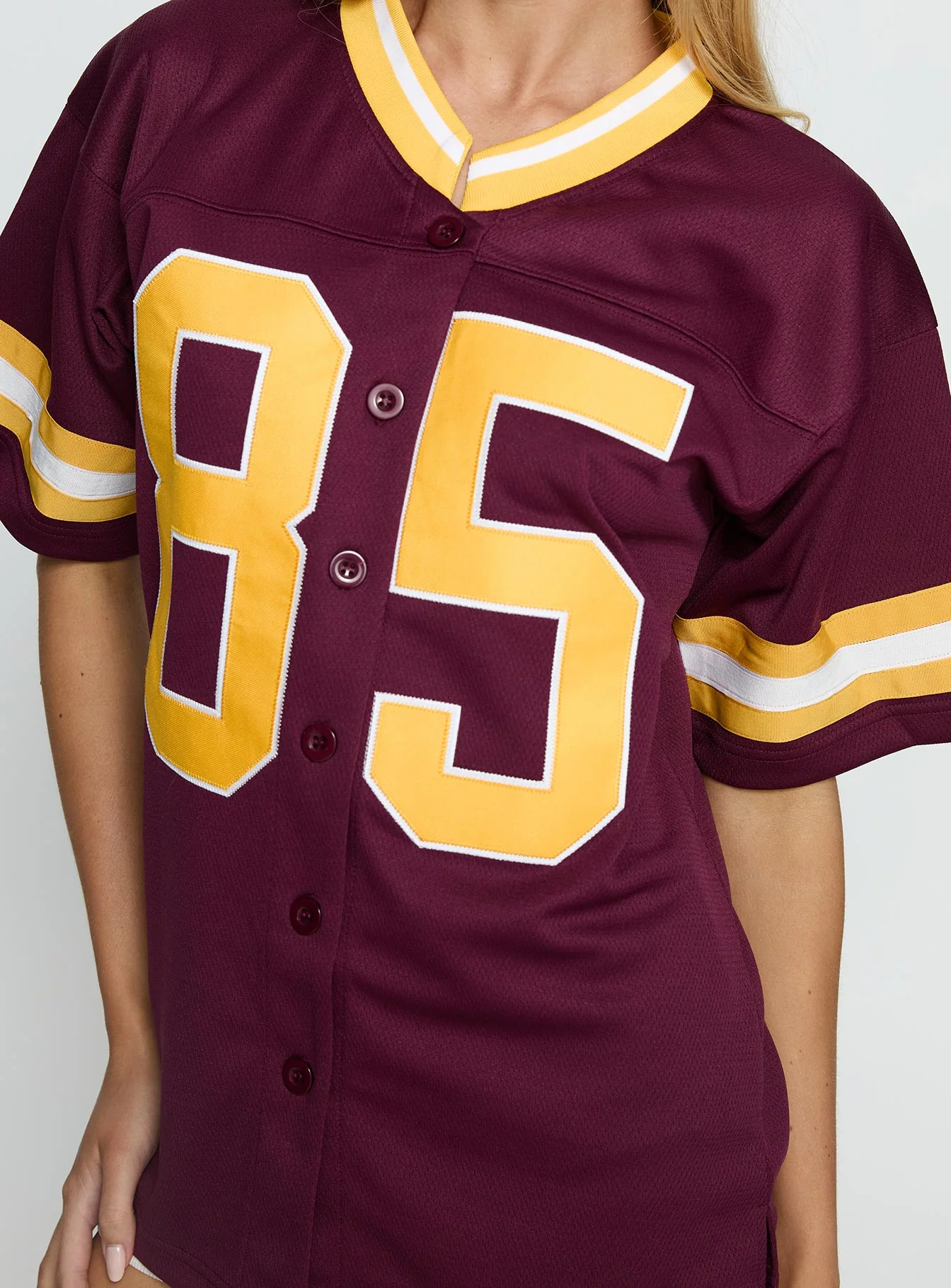 ASU Football Button Down Jersey Maroon