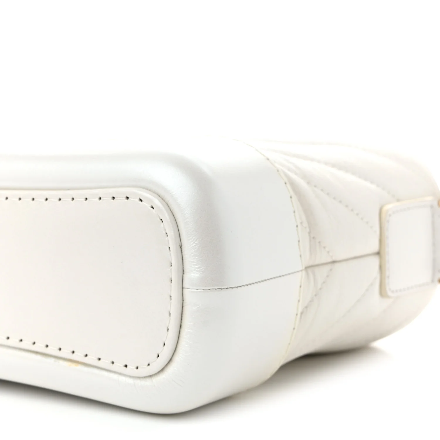 Iridescent Aged Calfskin Chevron Quilted Small Gabrielle Hobo White - Top Club