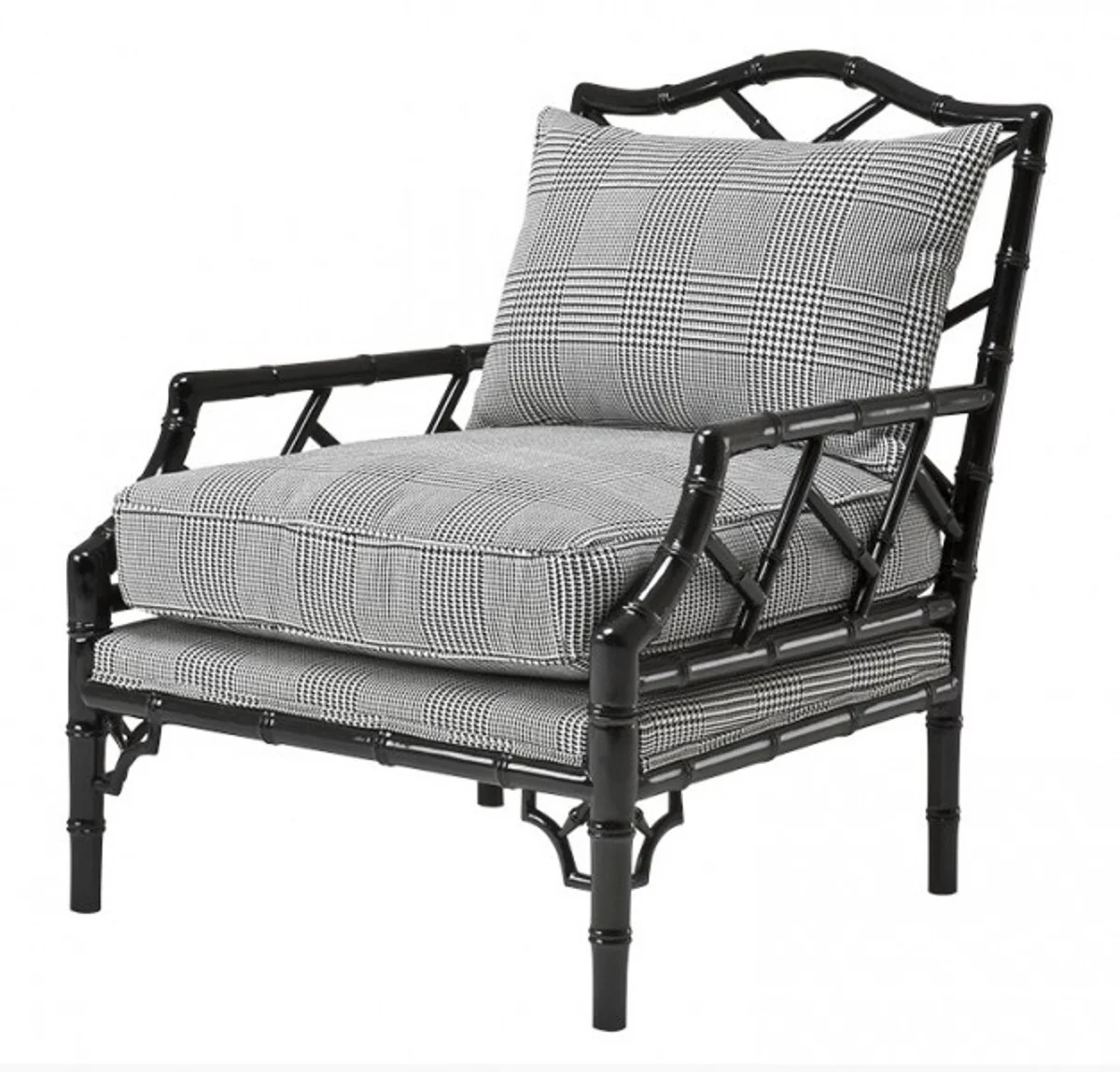 Luxury Baroque Lounge Chair Black / Gray Checkered Mod3 - Hotel Furniture