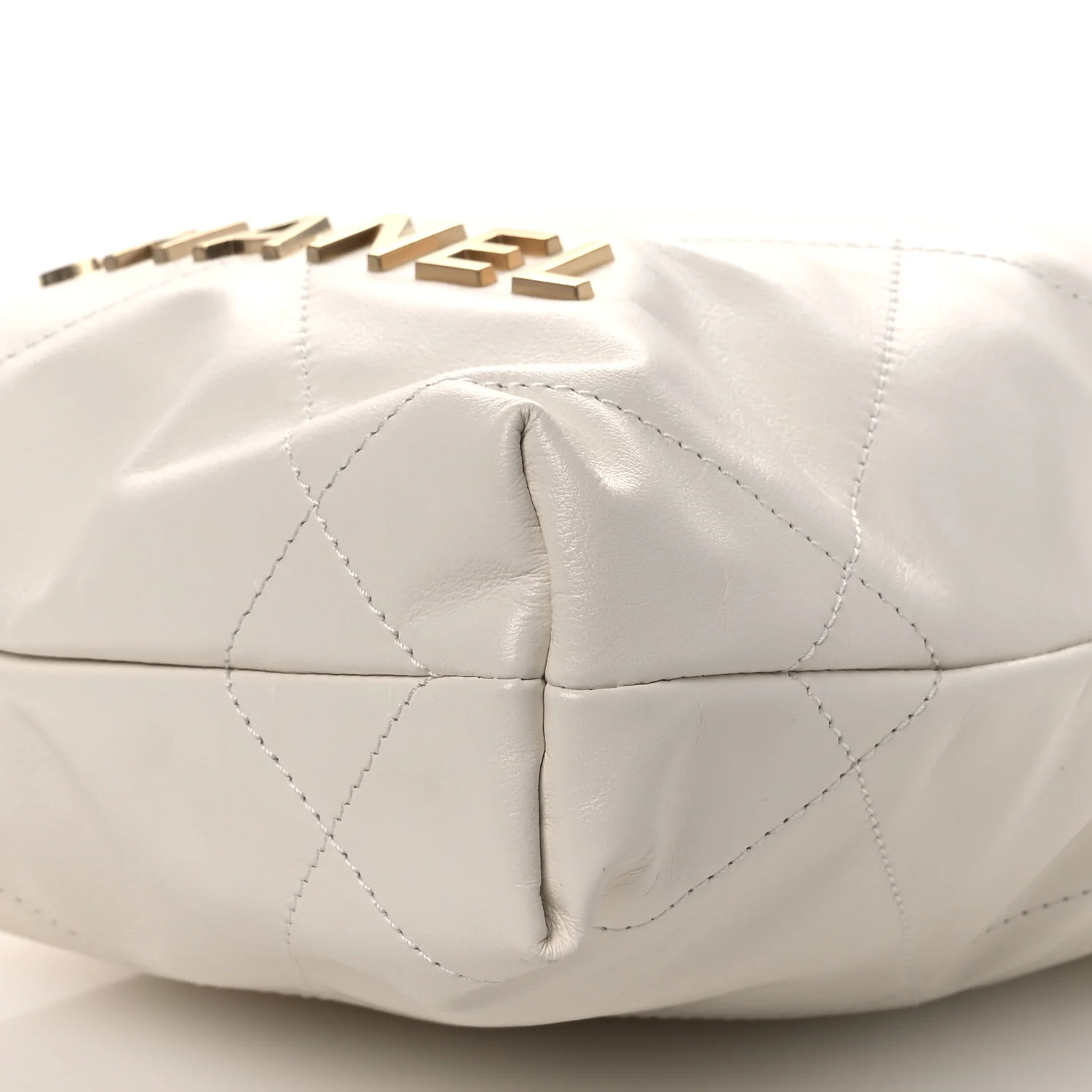 Shiny Calfskin Quilted Mini Chanel 22 White - Top Club