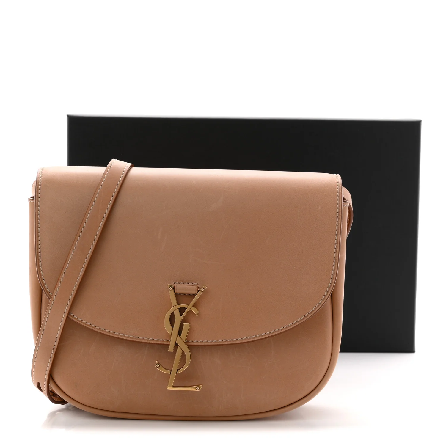 Smooth Vintage Calfskin Monogram Medium Kaia Satchel Gold - Top Club