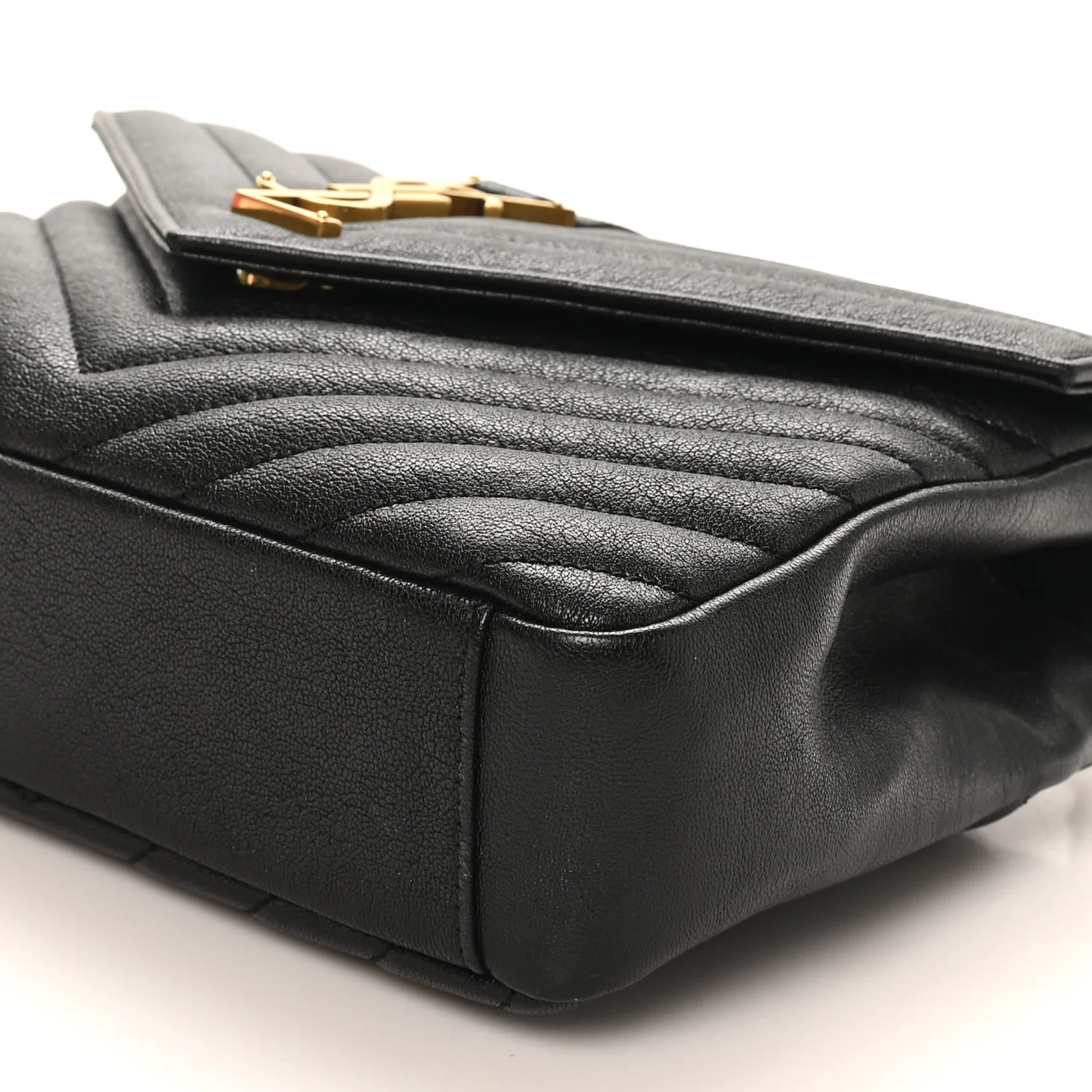 Sheepskin Matelasse Chevron Monogram Medium College Bag Black - Top Club