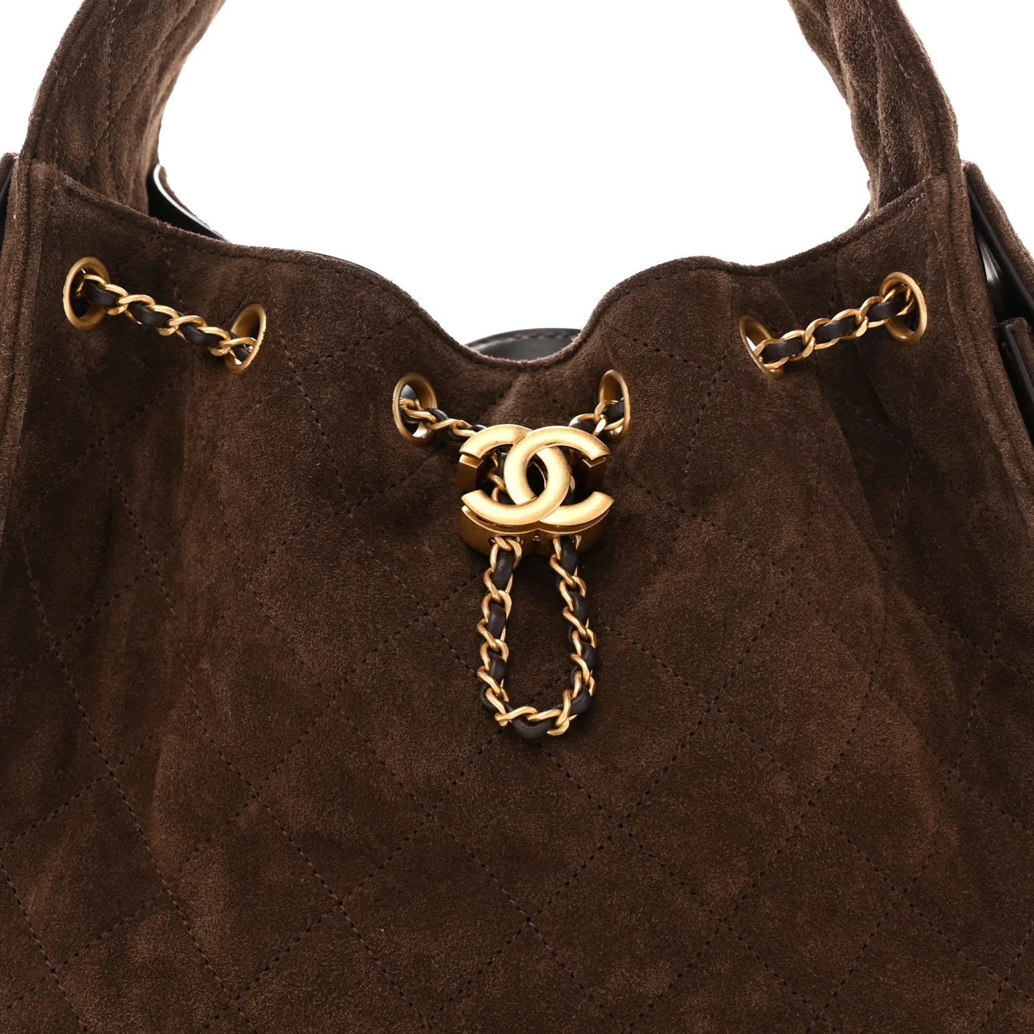 Suede Quilted Small Chanel 25 Handbag Dark Brown - Top Club